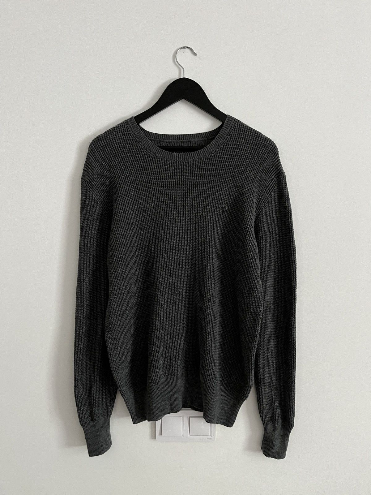 Allsaints ALLSAINTS Waffle Knit Gray Crew Sweatshirt Size US M / EU 48-50 / 2 - 1 Thumbnail
