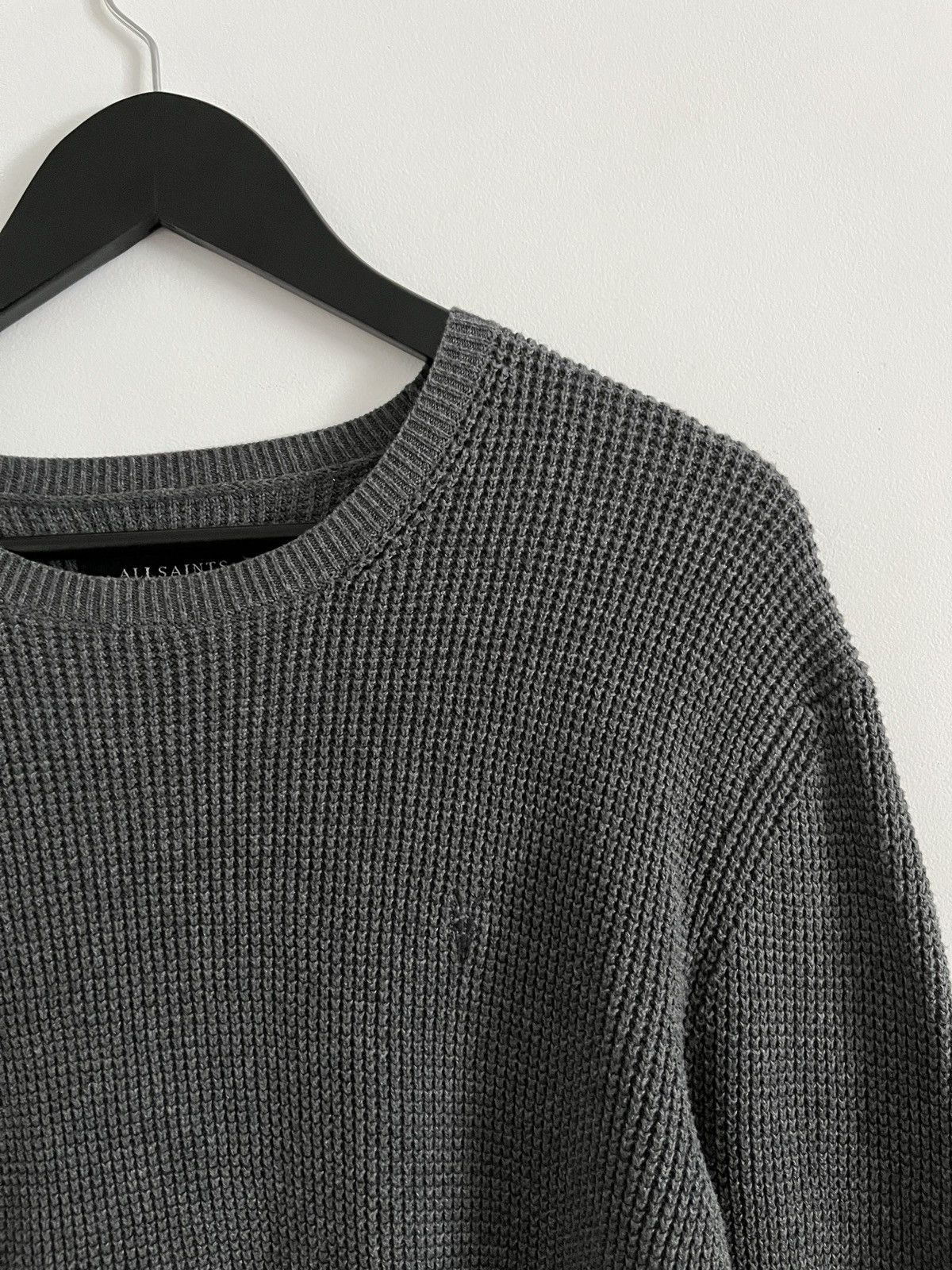 Allsaints ALLSAINTS Waffle Knit Gray Crew Sweatshirt Size US M / EU 48-50 / 2 - 3 Thumbnail