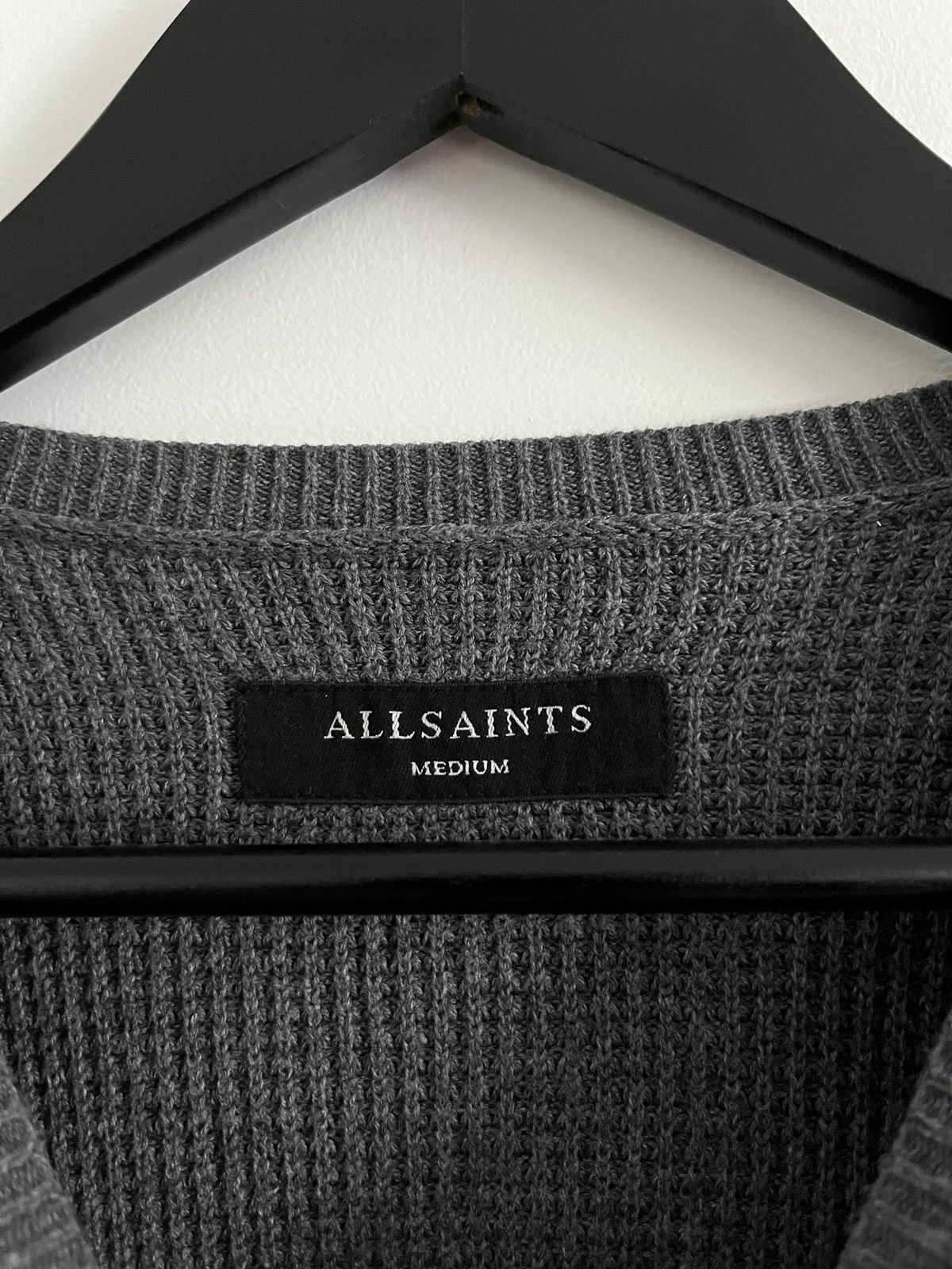 Allsaints ALLSAINTS Waffle Knit Gray Crew Sweatshirt Size US M / EU 48-50 / 2 - 6 Thumbnail