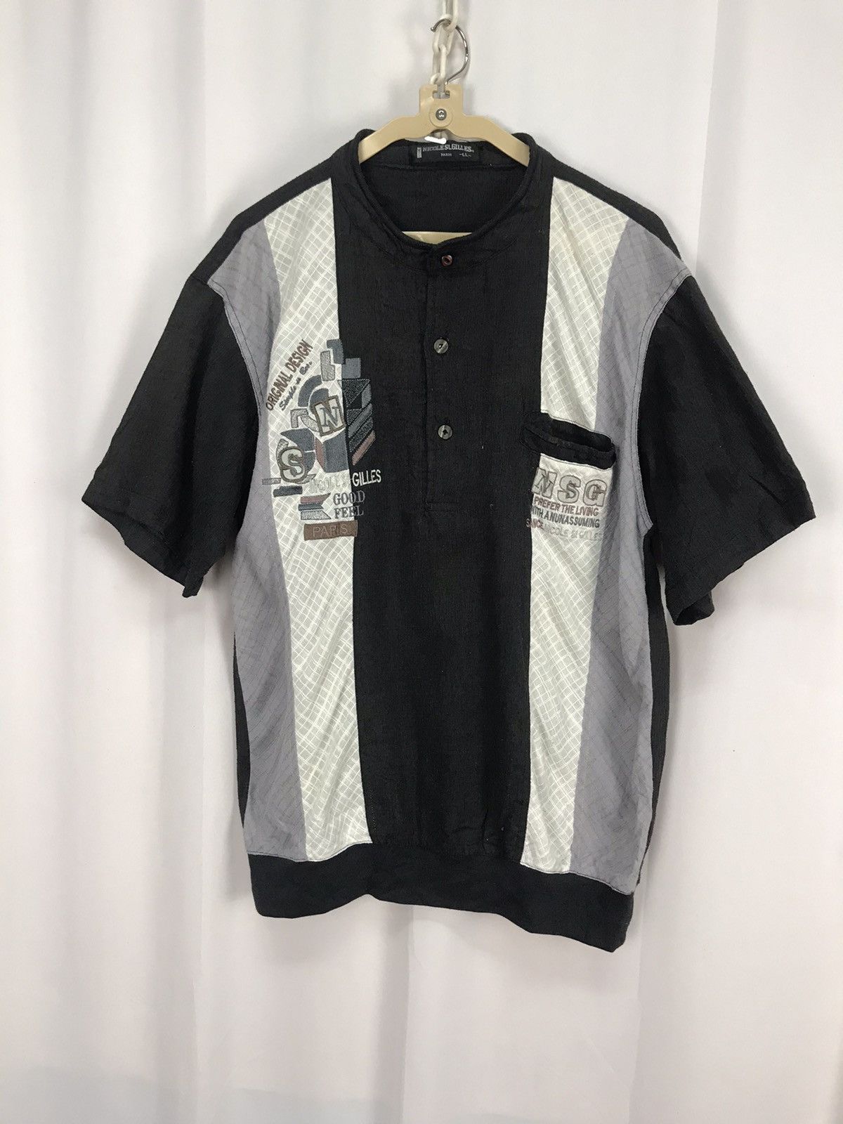 Japanese Brand Nicole st. Gilles spellout half button shirt Size US M / EU 48-50 / 2 - 8 Thumbnail