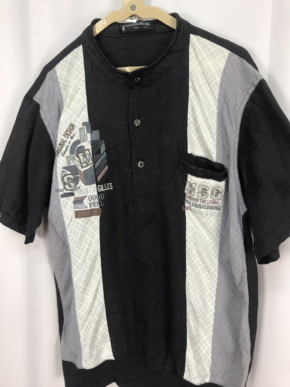 Japanese Brand Nicole st. Gilles spellout half button shirt Size US M / EU 48-50 / 2 - 3 Thumbnail