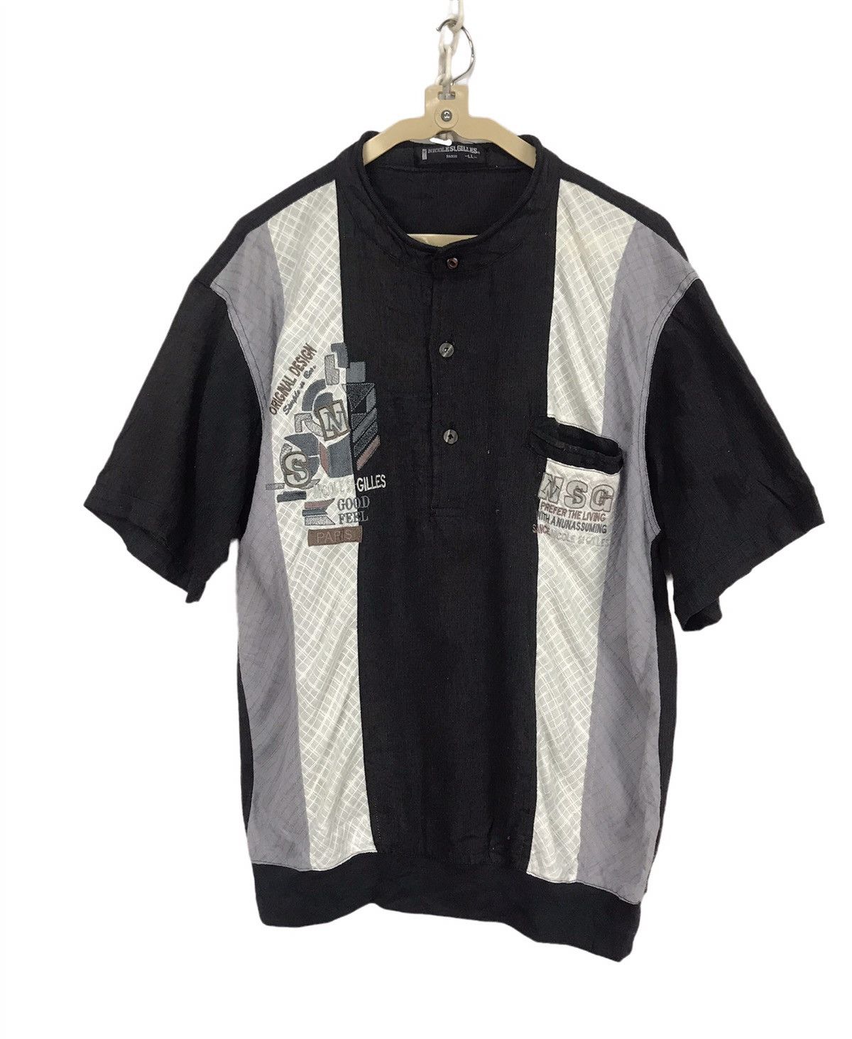 Japanese Brand Nicole st. Gilles spellout half button shirt Size US M / EU 48-50 / 2 - 1 Thumbnail