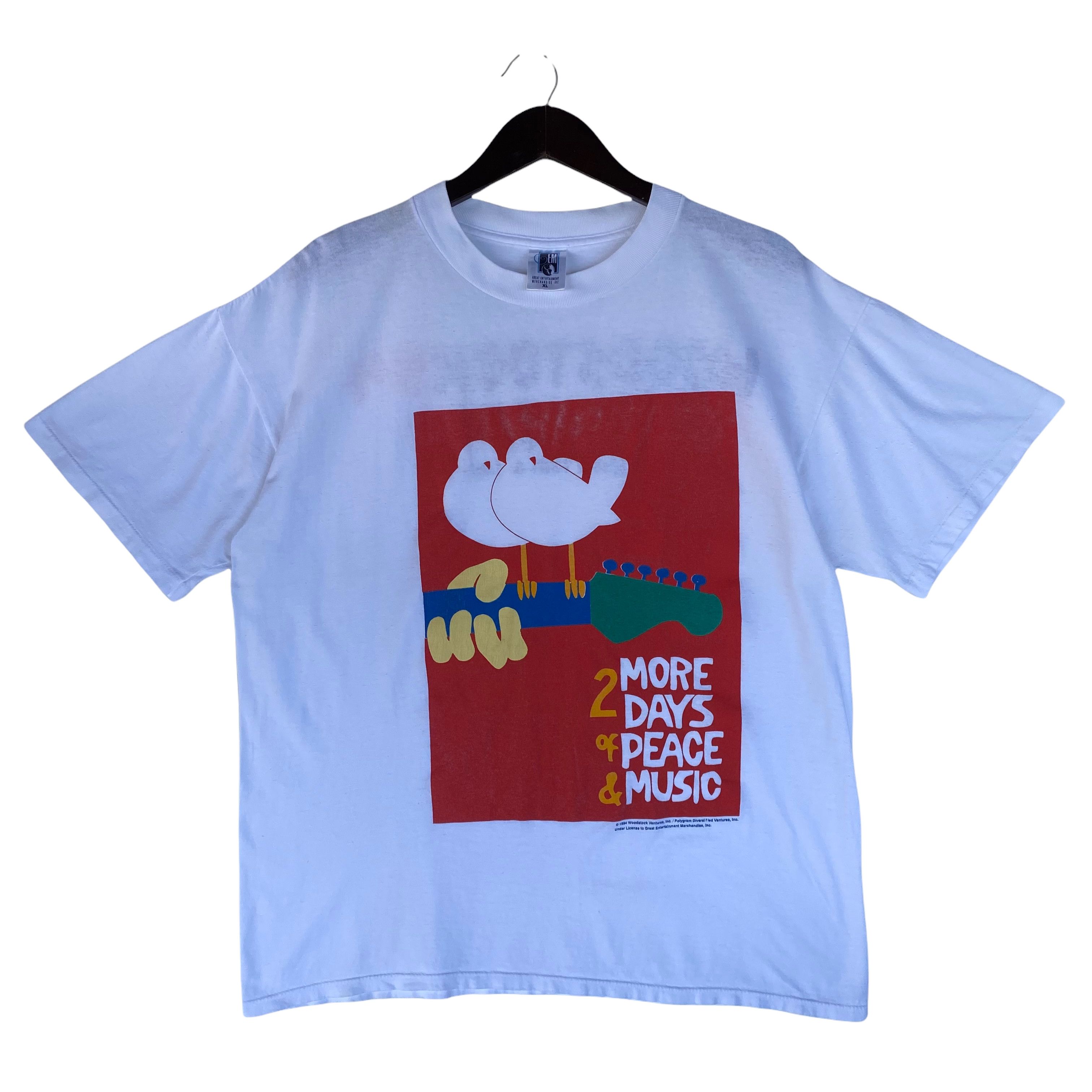 image of Band Tees x Tour Tee Vintage 1994 Woodstock Saugerties Peace And Music Shirt in White (Size XL)