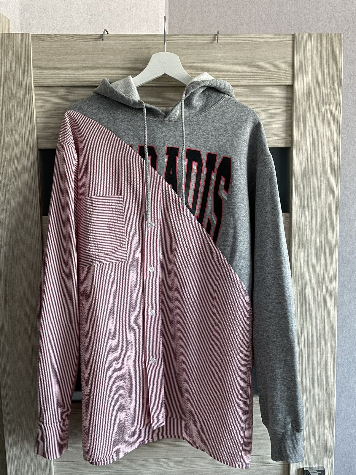 image of 3 Paradis 3.paradis Deconstructed Patchwork Debra Hoodie Shirt Size L, Men's