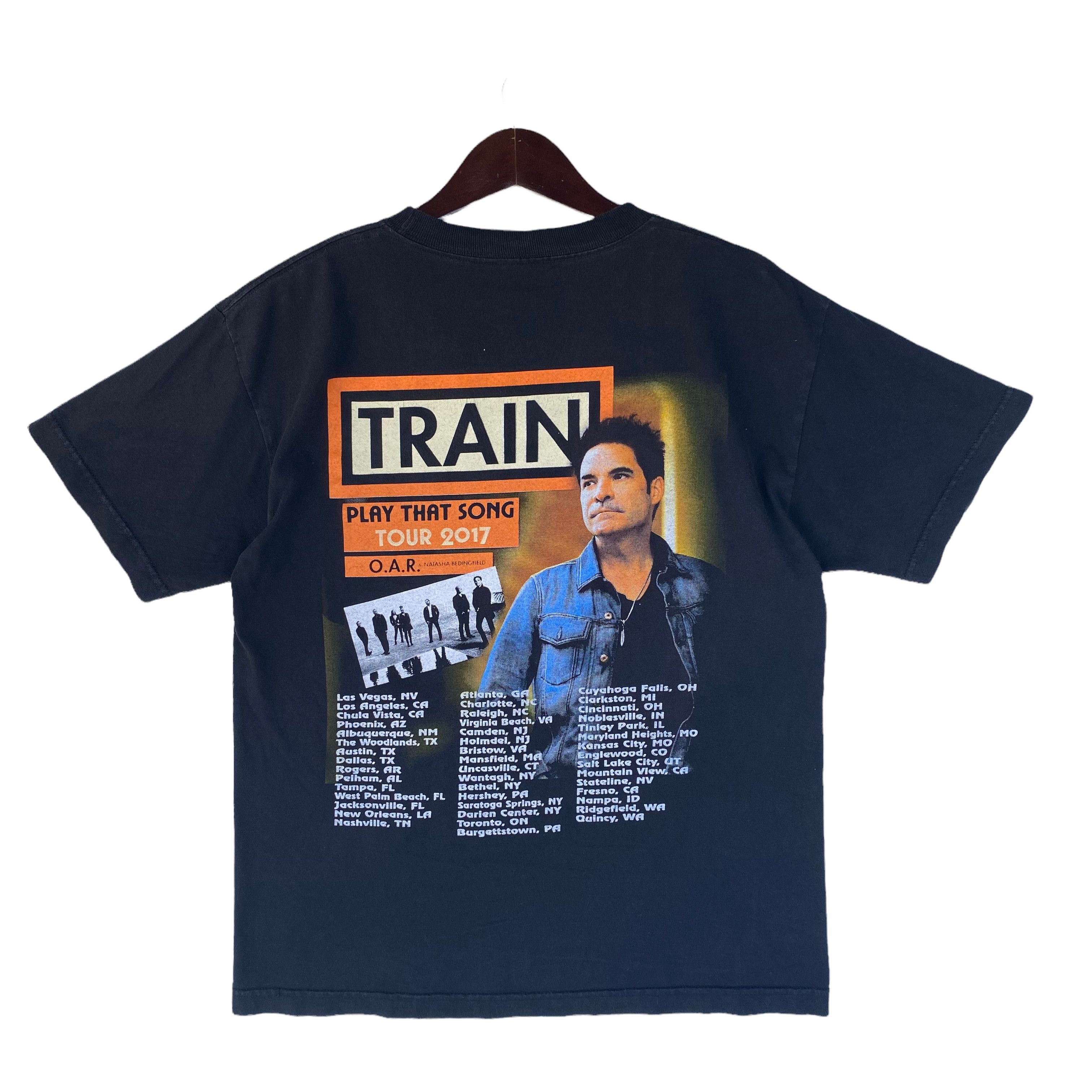 TRAIN Pop Rock band Play that song tour 2017 USA tee shirt
