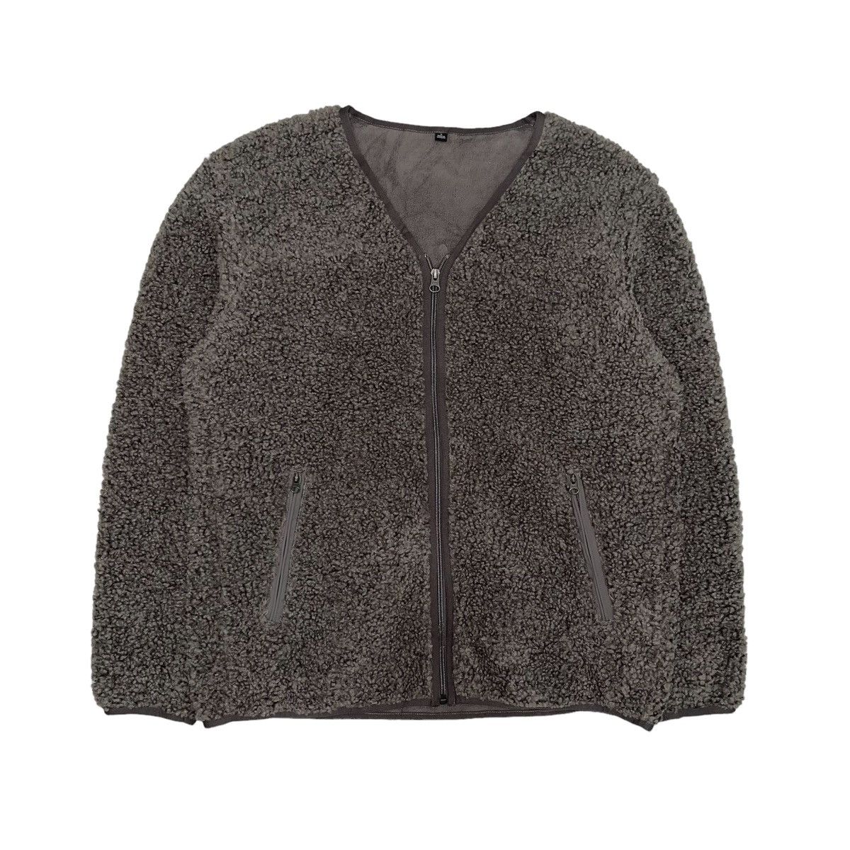 image of Fleece Sherpa Fleece Cardigan in Grey, Men's (Size Large)
