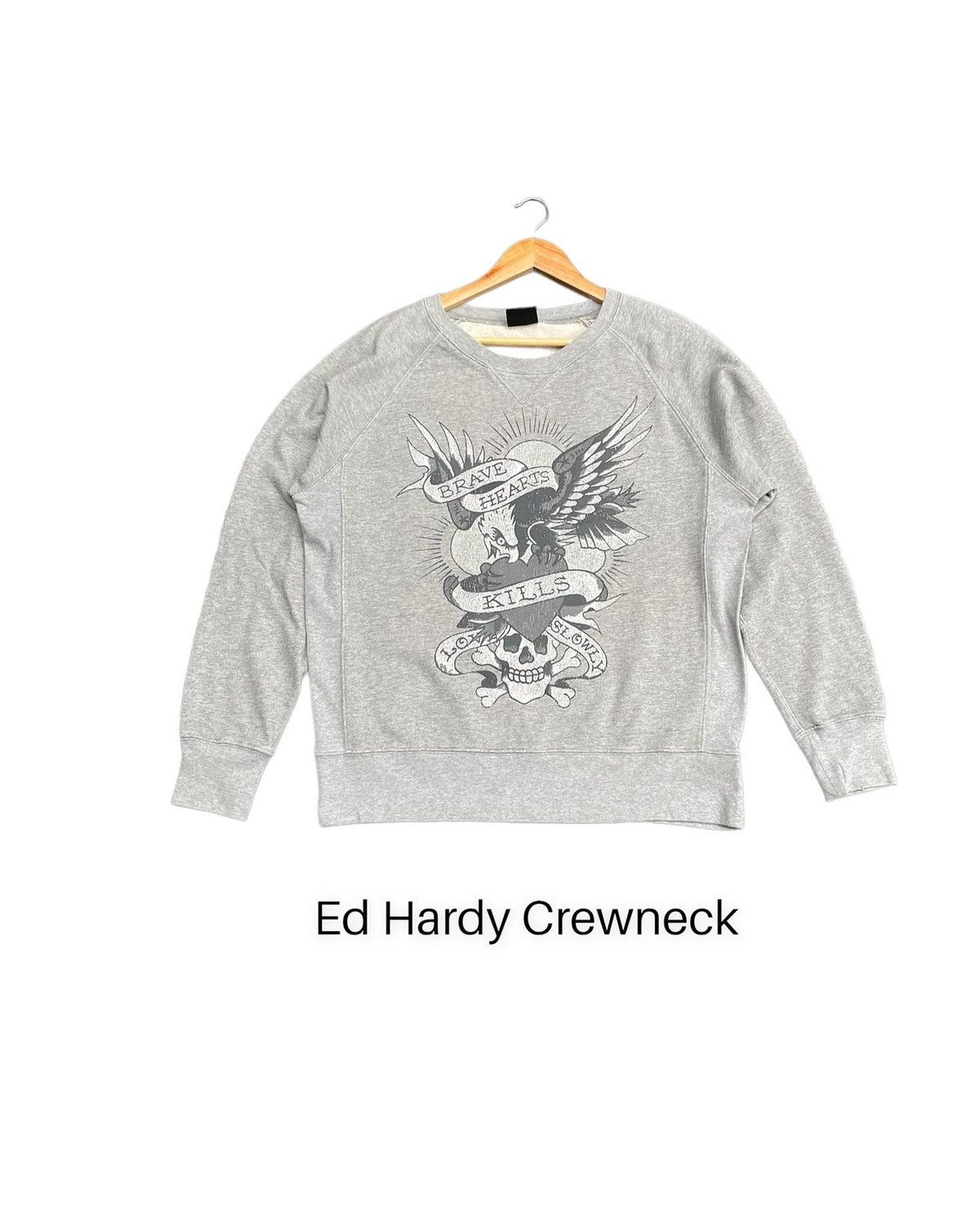 Designer × Ed Hardy Ed Hardy Distressed Style Crewneck Size US L / EU 52-54 / 3 - 1 Thumbnail