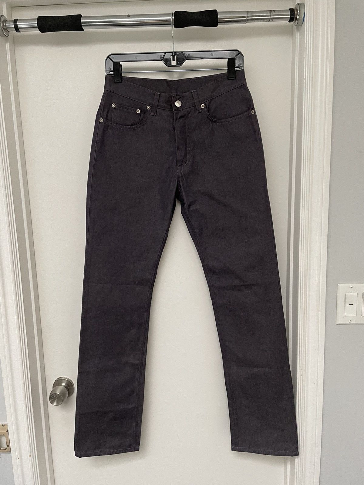 image of Helmut Lang Early 2000’S Purple “Raw Silk Denim” Jeans, Men's (Size 29)