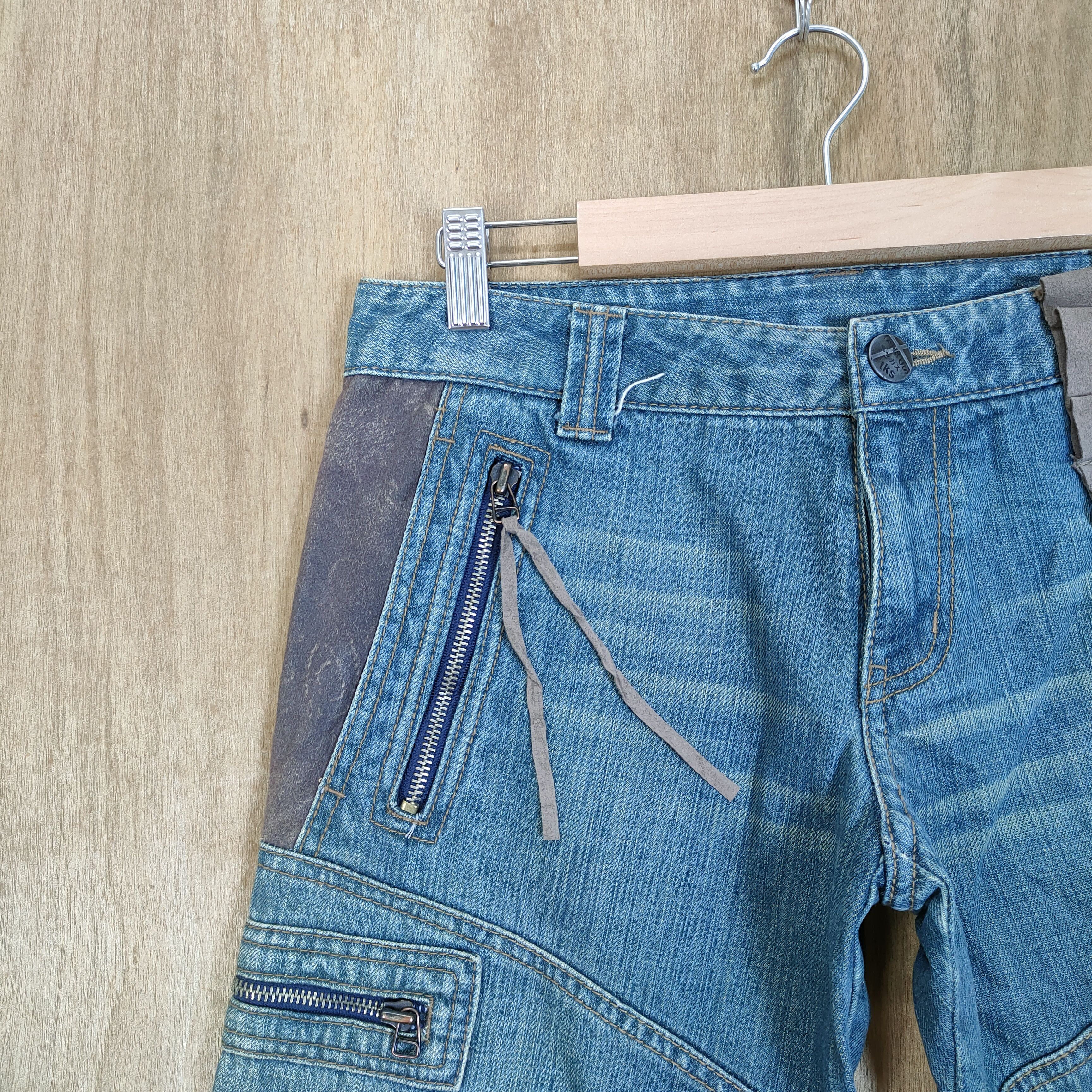 Japanese Brand VINTAGE TKS DENIM FLOWER JEANS FLARE CARGO PANTS Size US 29 - 6 Thumbnail