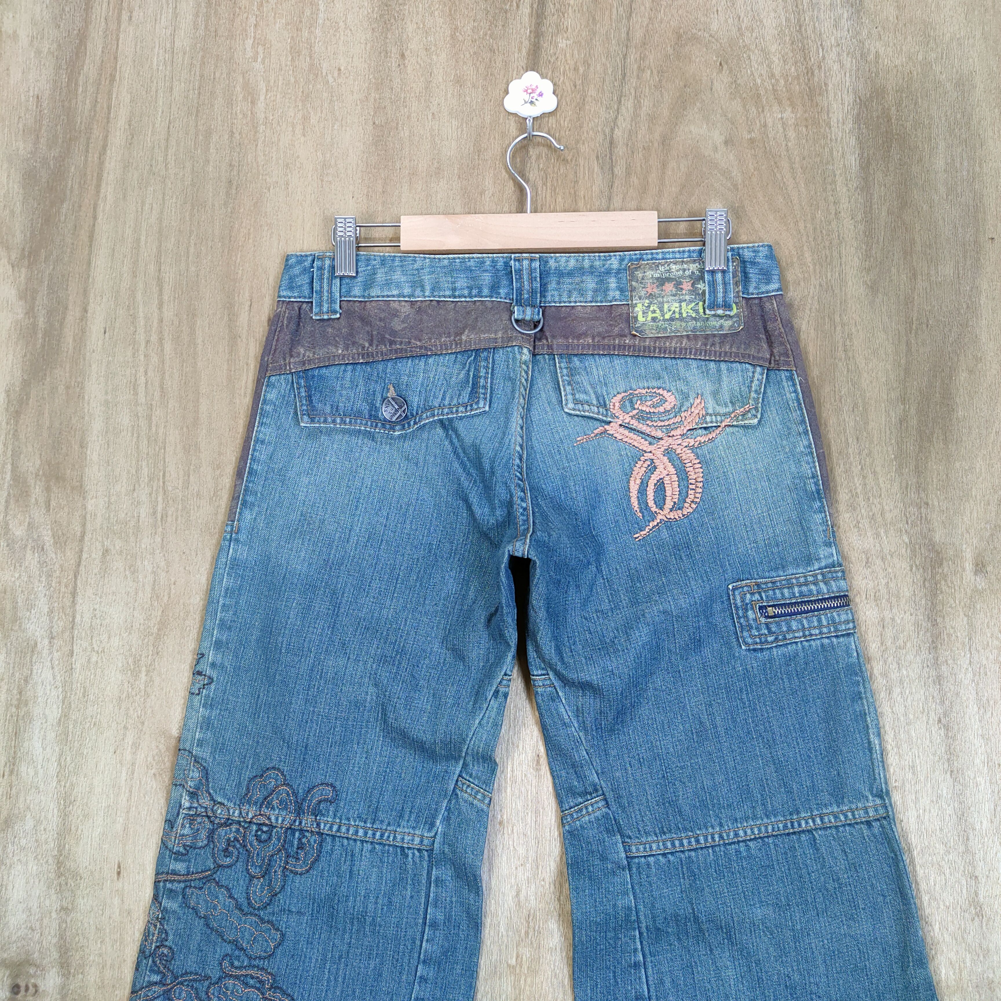 Japanese Brand VINTAGE TKS DENIM FLOWER JEANS FLARE CARGO PANTS Size US 29 - 9 Thumbnail