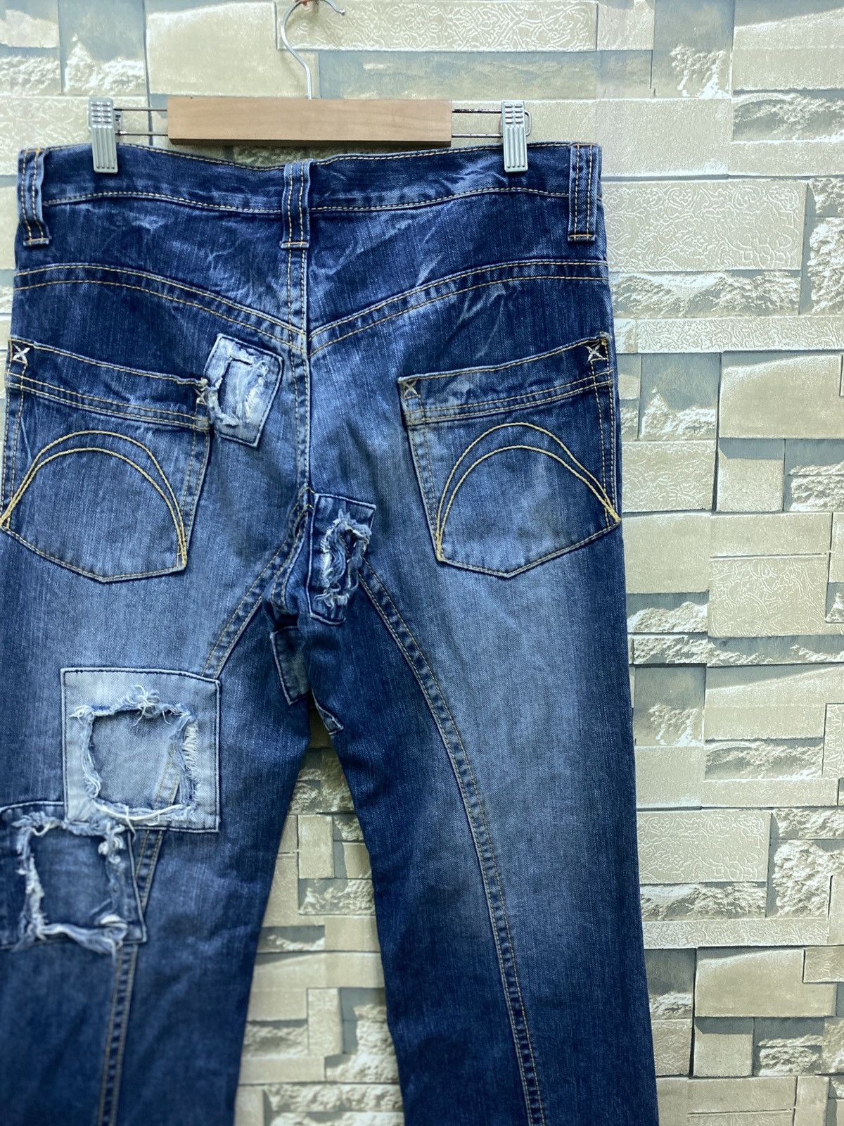 Designer × Japanese Brand × Vintage Flared Junya Watanabe EXHIBITIONIST Distress Patchwork Denim Size US 32 / EU 48 - 13 Thumbnail