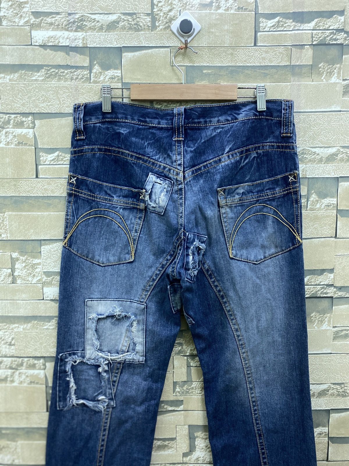 Designer × Japanese Brand × Vintage Flared Junya Watanabe EXHIBITIONIST Distress Patchwork Denim Size US 32 / EU 48 - 11 Thumbnail