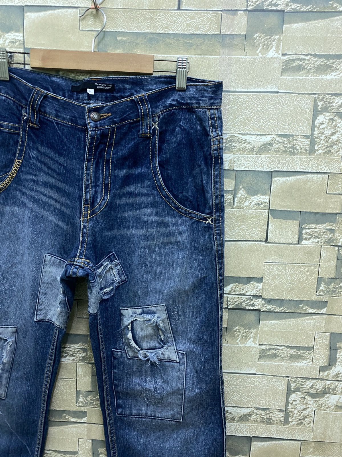 Designer × Japanese Brand × Vintage Flared Junya Watanabe EXHIBITIONIST Distress Patchwork Denim Size US 32 / EU 48 - 5 Thumbnail