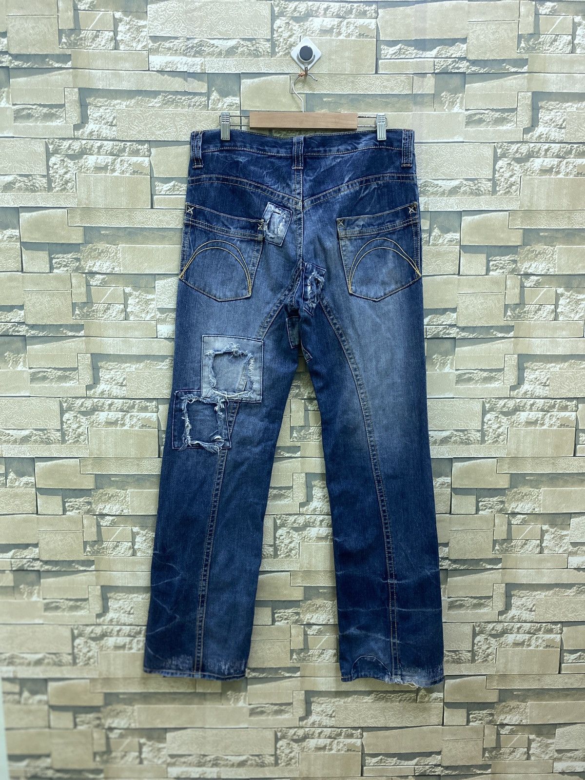 Designer × Japanese Brand × Vintage Flared Junya Watanabe EXHIBITIONIST Distress Patchwork Denim Size US 32 / EU 48 - 2 Thumbnail