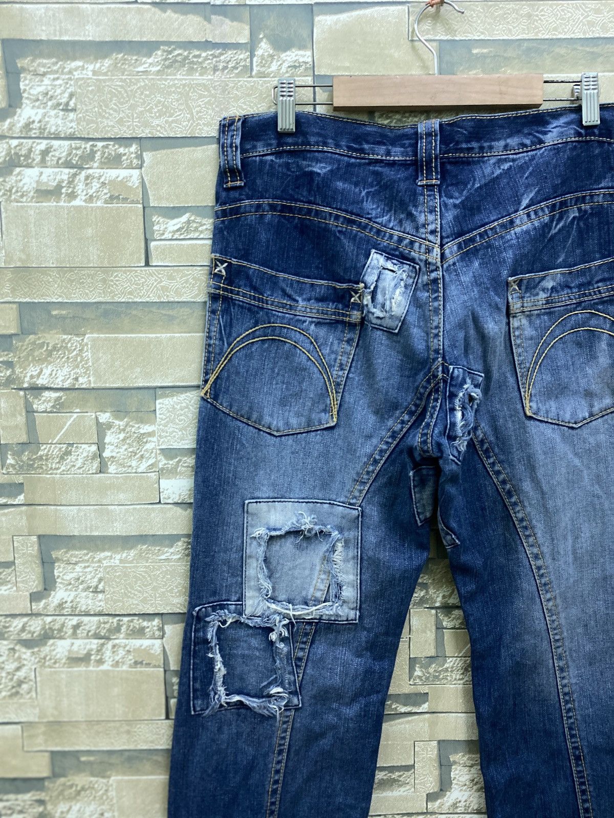 Designer × Japanese Brand × Vintage Flared Junya Watanabe EXHIBITIONIST Distress Patchwork Denim Size US 32 / EU 48 - 12 Thumbnail