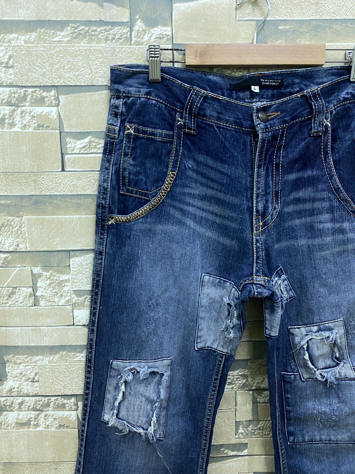 Designer × Japanese Brand × Vintage Flared Junya Watanabe EXHIBITIONIST Distress Patchwork Denim Size US 32 / EU 48 - 4 Thumbnail