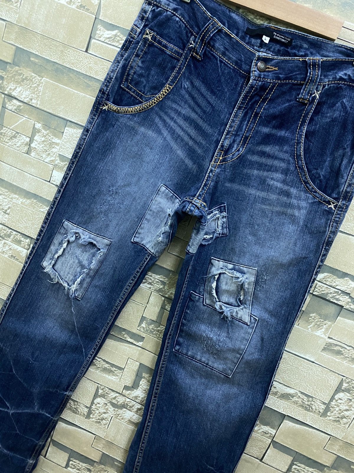 Designer × Japanese Brand × Vintage Flared Junya Watanabe EXHIBITIONIST Distress Patchwork Denim Size US 32 / EU 48 - 9 Thumbnail