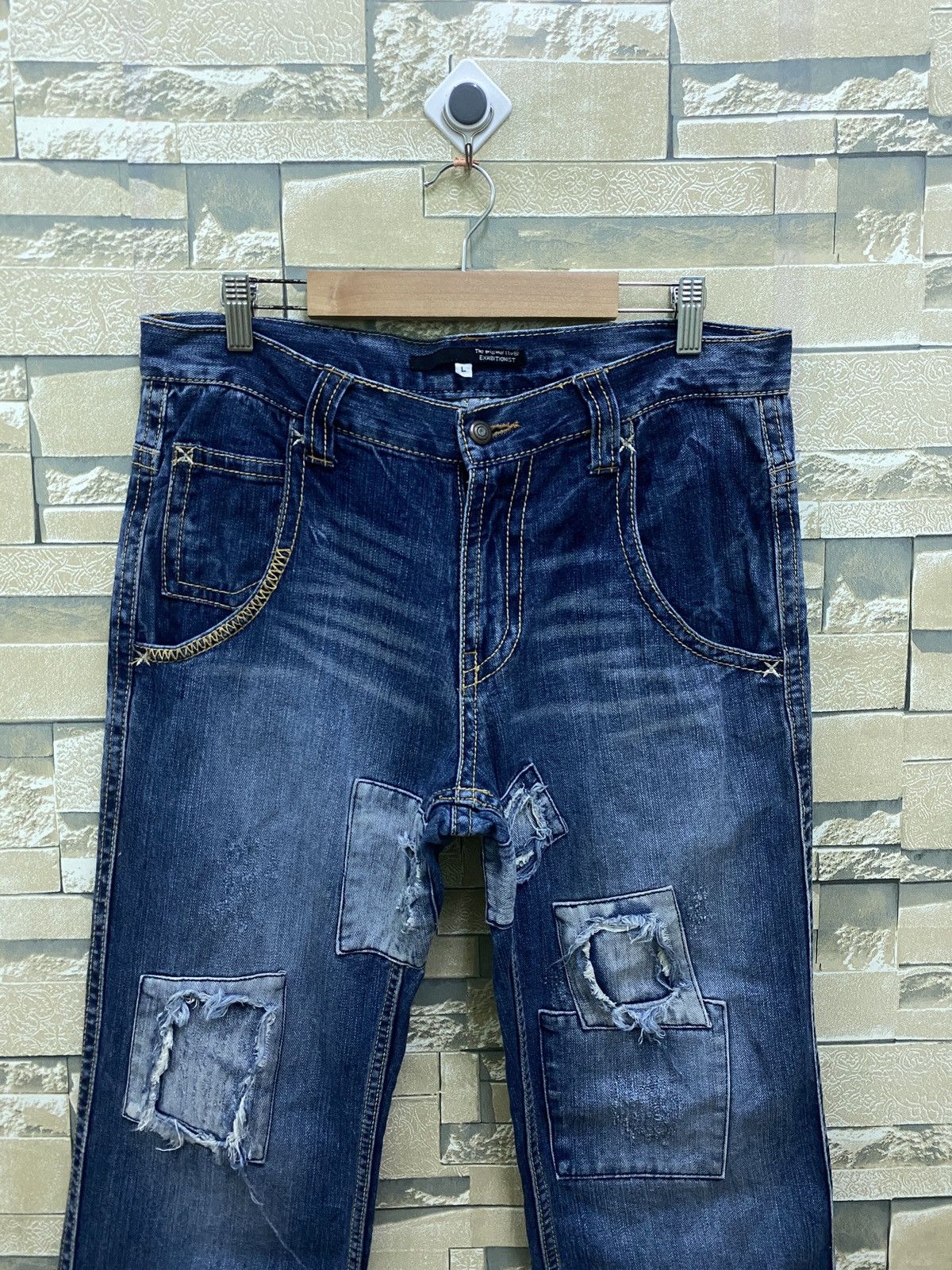 Designer × Japanese Brand × Vintage Flared Junya Watanabe EXHIBITIONIST Distress Patchwork Denim Size US 32 / EU 48 - 3 Thumbnail