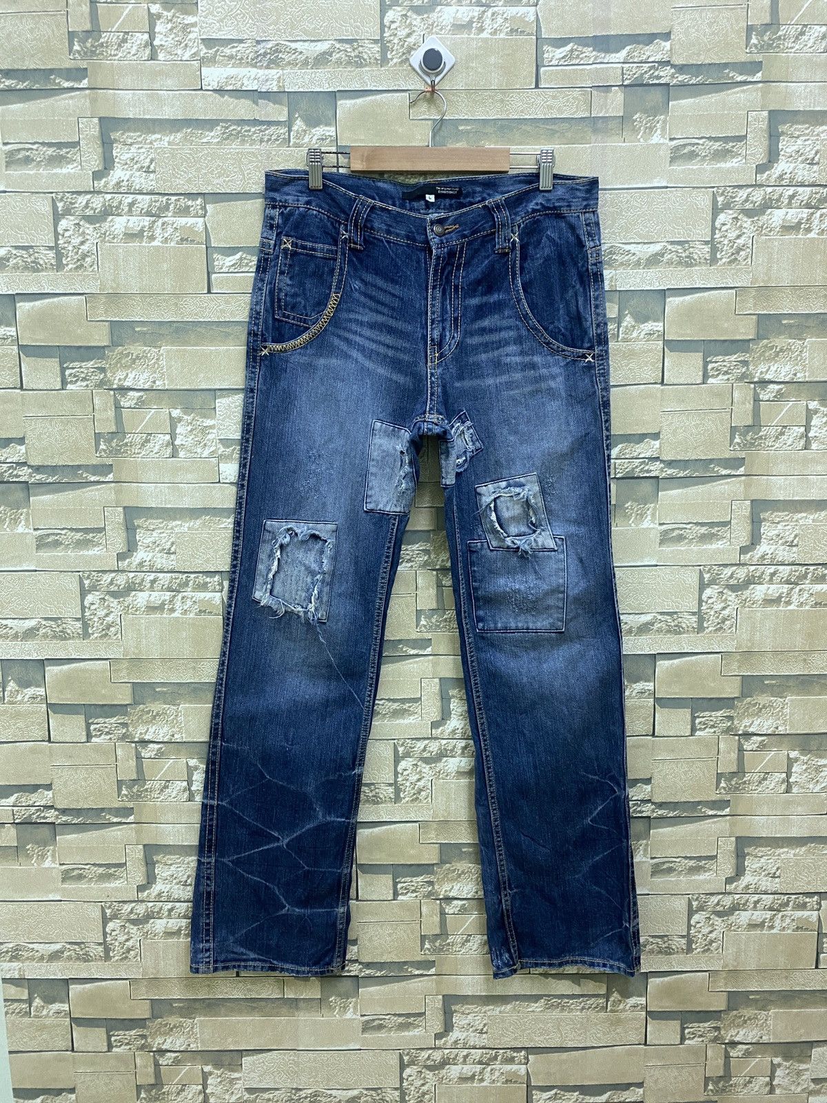 Designer × Japanese Brand × Vintage Flared Junya Watanabe EXHIBITIONIST Distress Patchwork Denim Size US 32 / EU 48 - 1 Thumbnail