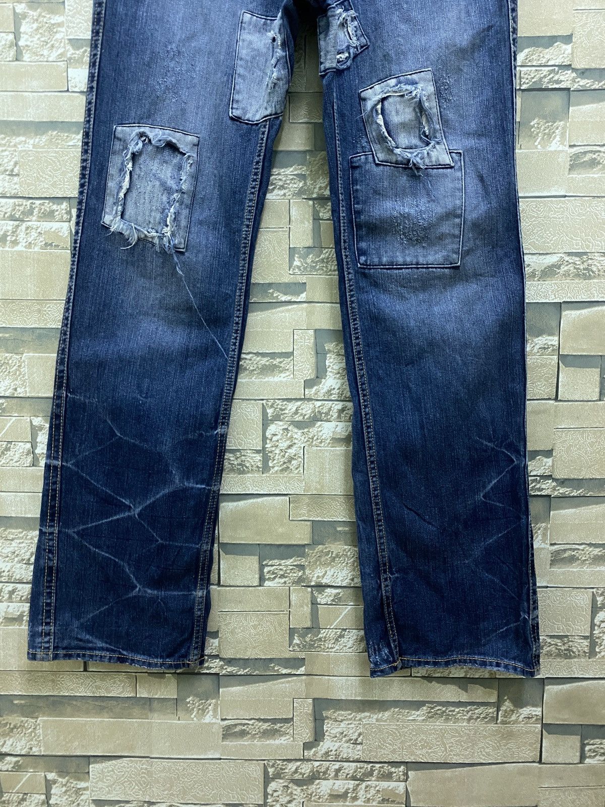 Designer × Japanese Brand × Vintage Flared Junya Watanabe EXHIBITIONIST Distress Patchwork Denim Size US 32 / EU 48 - 8 Thumbnail