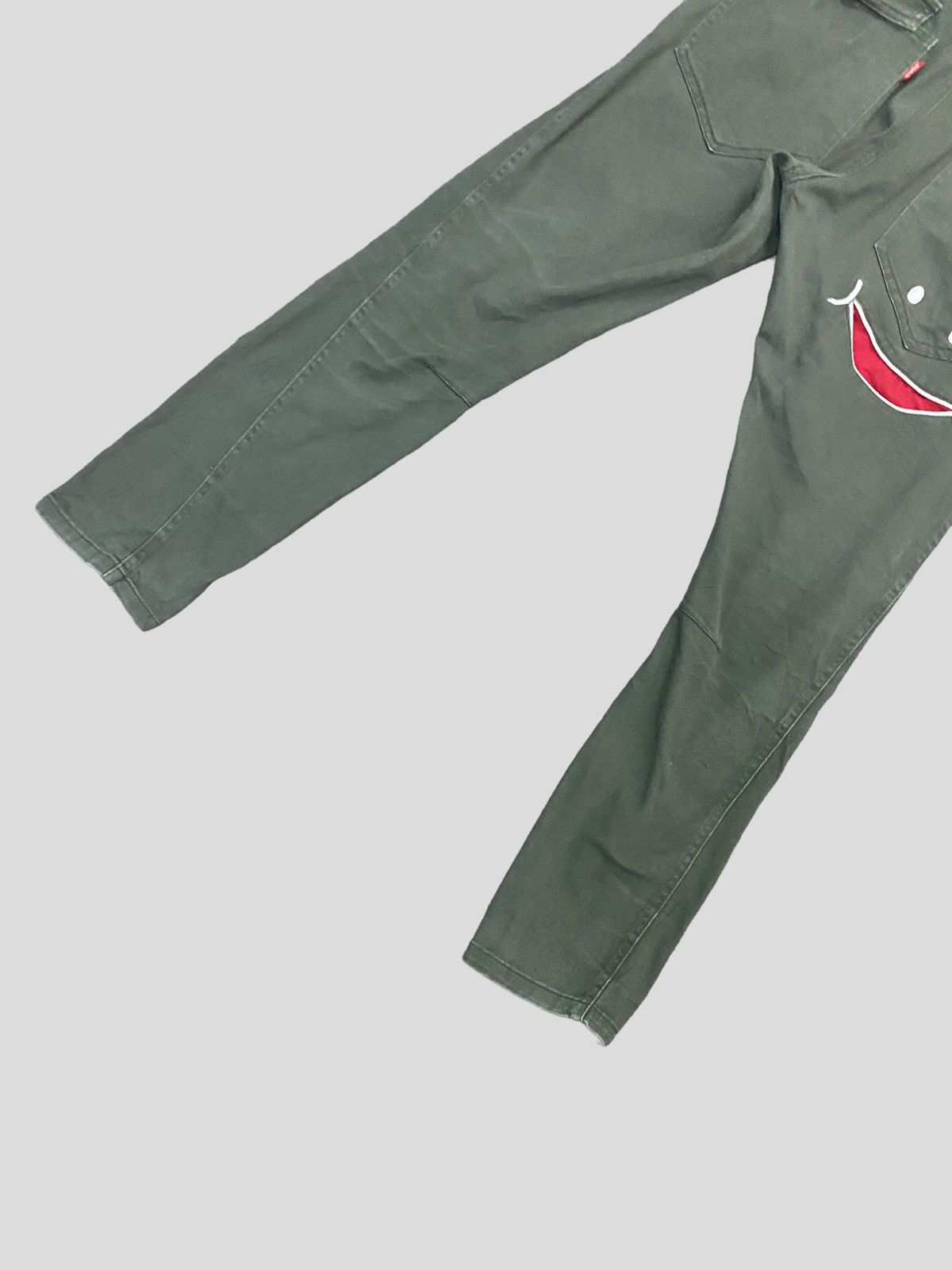 Japanese Brand FAMOUS UP SMILE 😛 SMILEY EMBROIDERED GREEN FADED PANT Size US 29 - 8 Thumbnail