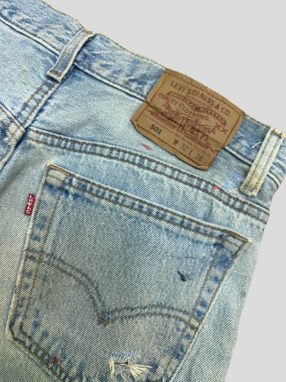 Levi's VINTAGE 90s Levi's 501 PAINT SPLASHED VERY DISTRESSED DENIM Size US 29 - 16 Thumbnail