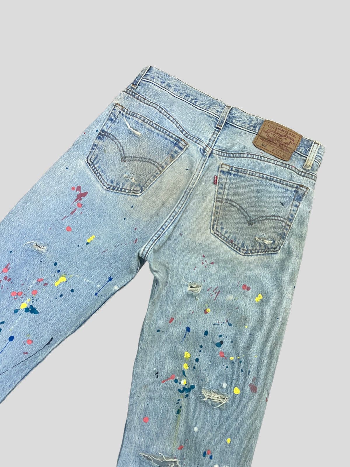 Levi's VINTAGE 90s Levi's 501 PAINT SPLASHED VERY DISTRESSED DENIM Size US 29 - 12 Thumbnail