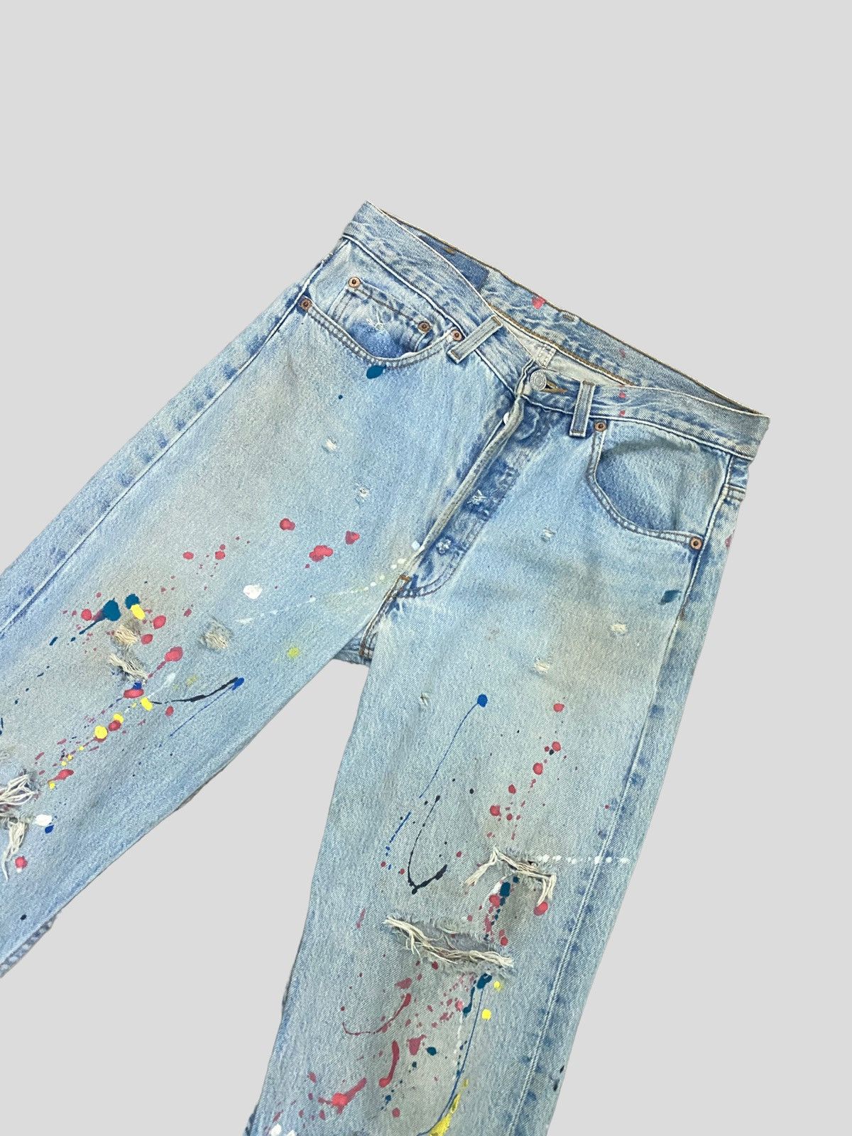 Levi's VINTAGE 90s Levi's 501 PAINT SPLASHED VERY DISTRESSED DENIM Size US 29 - 5 Thumbnail