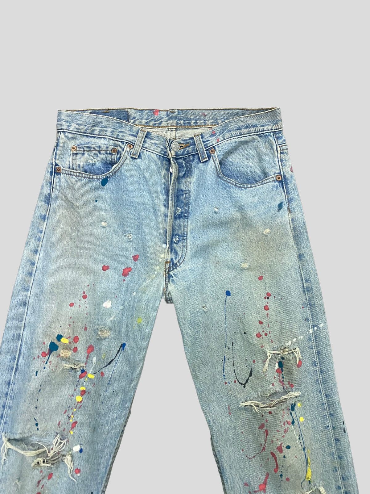 Levi's VINTAGE 90s Levi's 501 PAINT SPLASHED VERY DISTRESSED DENIM Size US 29 - 3 Thumbnail