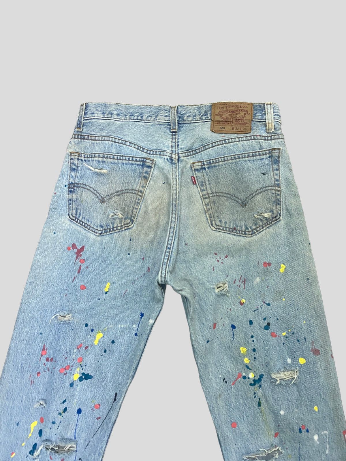 Levi's VINTAGE 90s Levi's 501 PAINT SPLASHED VERY DISTRESSED DENIM Size US 29 - 10 Thumbnail