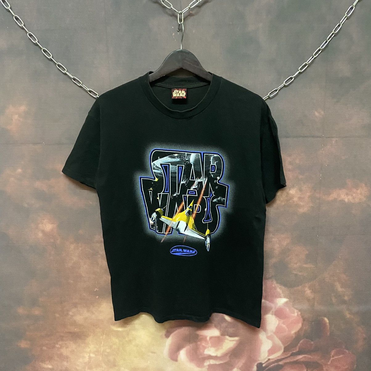 Star Wars × Vintage Vintage 90s Movie Star Wars Big Logo Black Tees Size US M / EU 48-50 / 2 - 1 Thumbnail