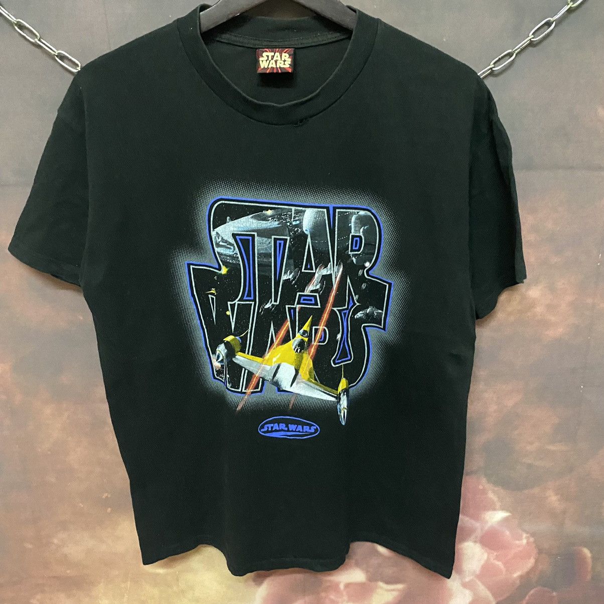 Star Wars × Vintage Vintage 90s Movie Star Wars Big Logo Black Tees Size US M / EU 48-50 / 2 - 2 Thumbnail