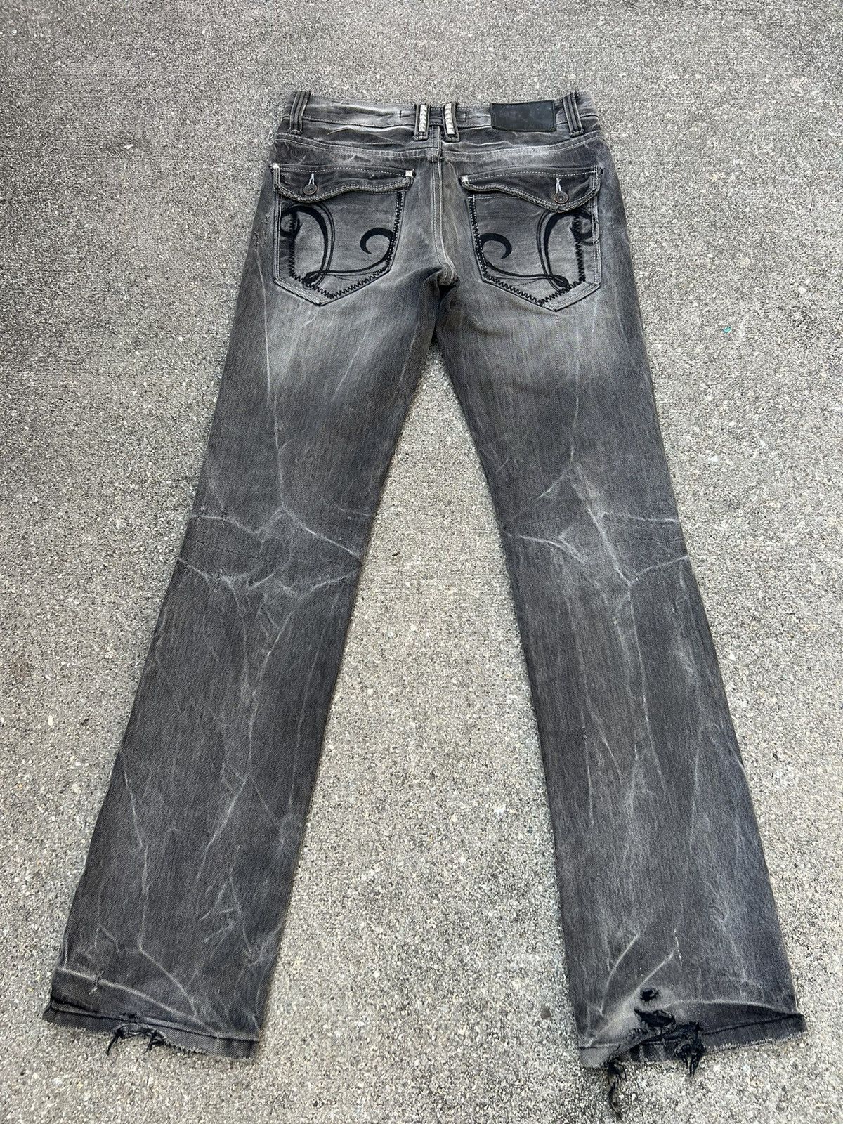 Vintage Vintage LAGUST Japan Dirty Sun Faded Black Denim Flare Jeans Size US 29 - 5 Thumbnail