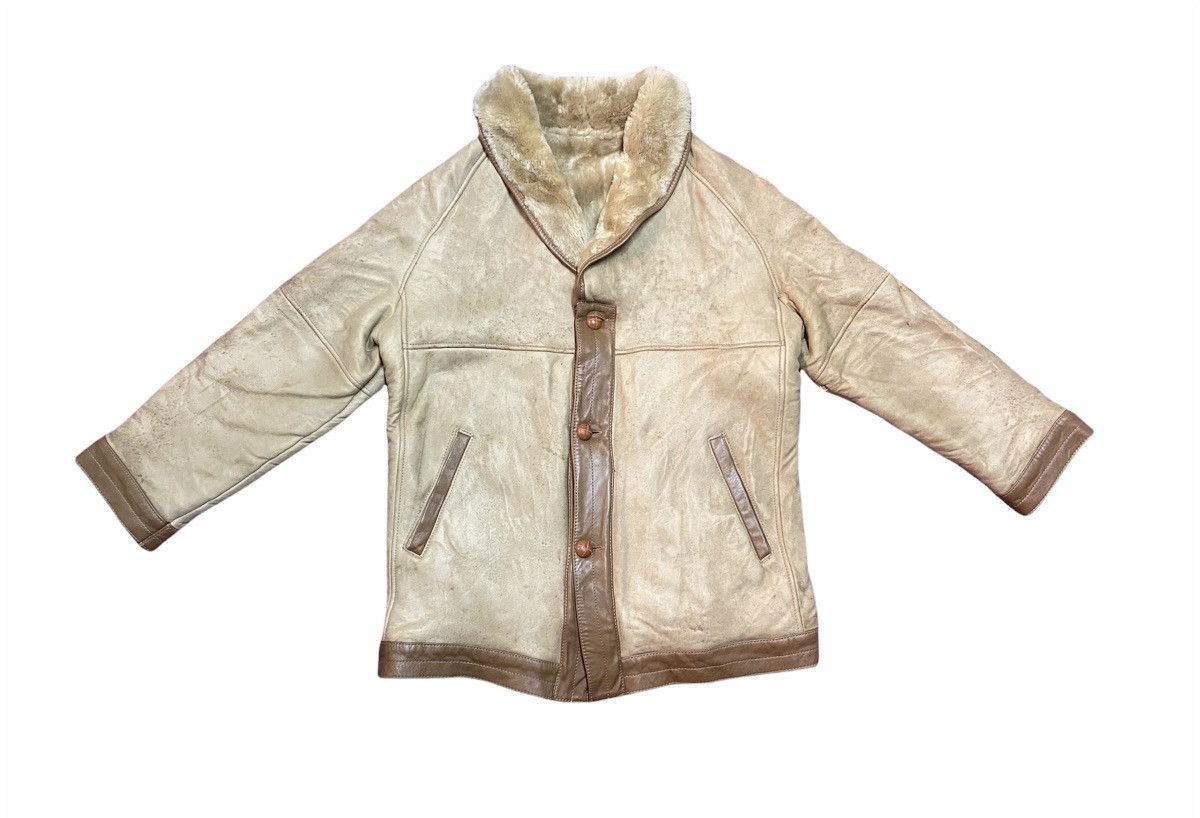 image of Sheepskin Jacket Pierre Balmain Vintage Leather Coat in Brown, Men's (Size Medium)