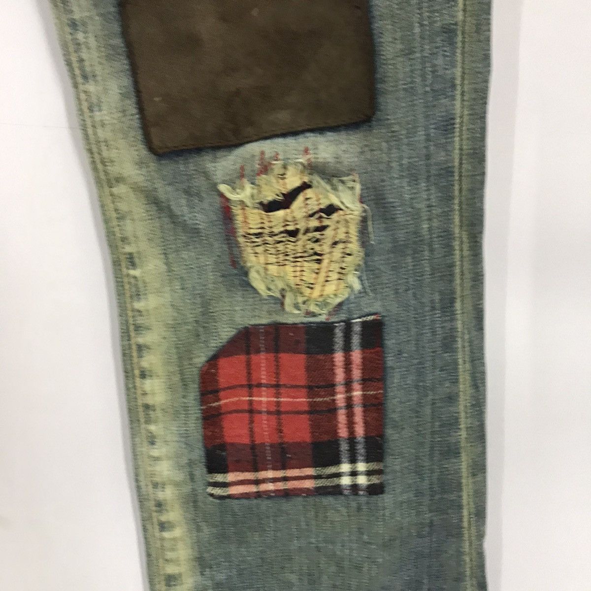 Japanese Brand × Vintage RUSTY PATCHWORK🔥BAD JAPANESE BAGGY DISTRESSED DENIM PANTS Size US 30 / EU 46 - 3 Thumbnail