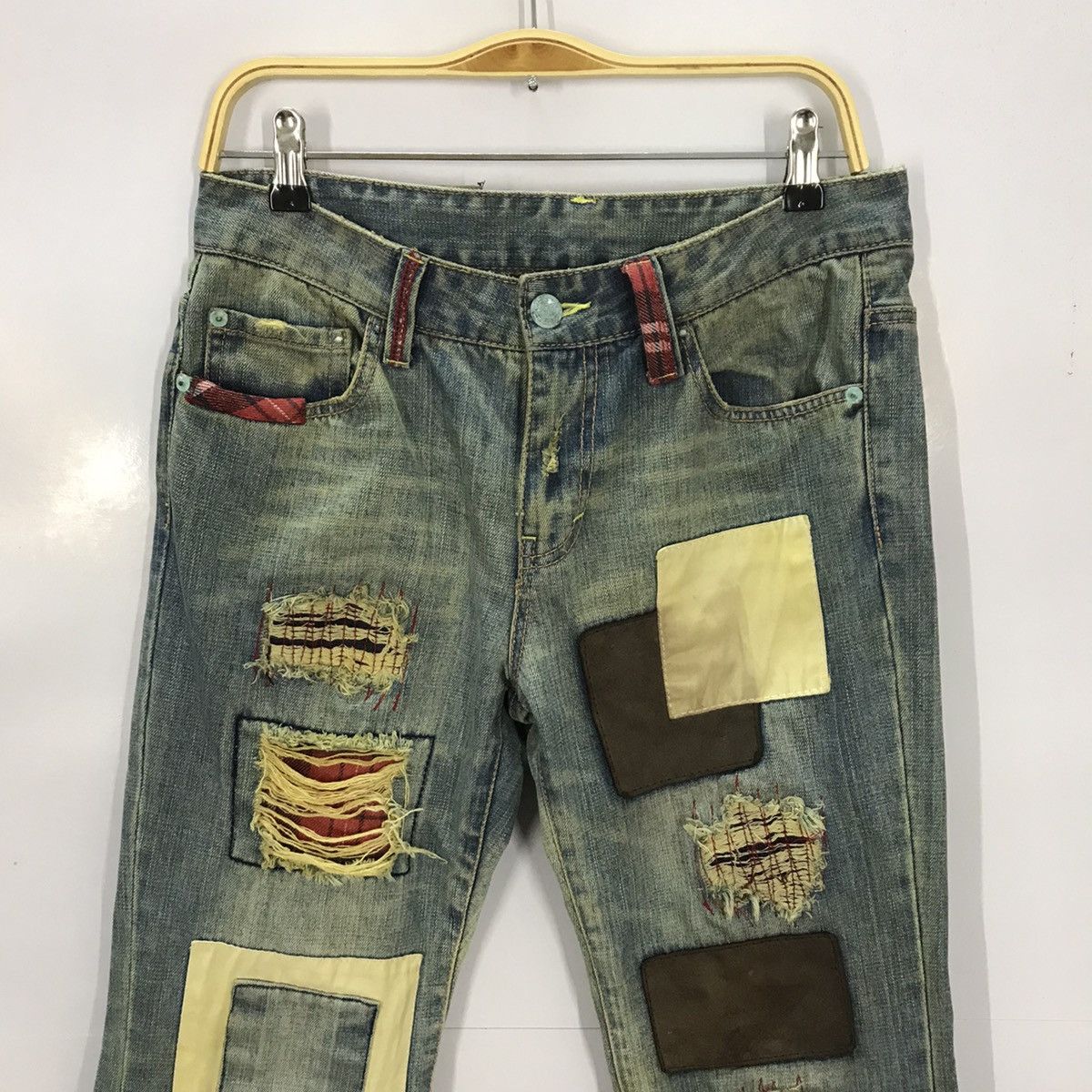 Japanese Brand × Vintage RUSTY PATCHWORK🔥BAD JAPANESE BAGGY DISTRESSED DENIM PANTS Size US 30 / EU 46 - 2 Thumbnail