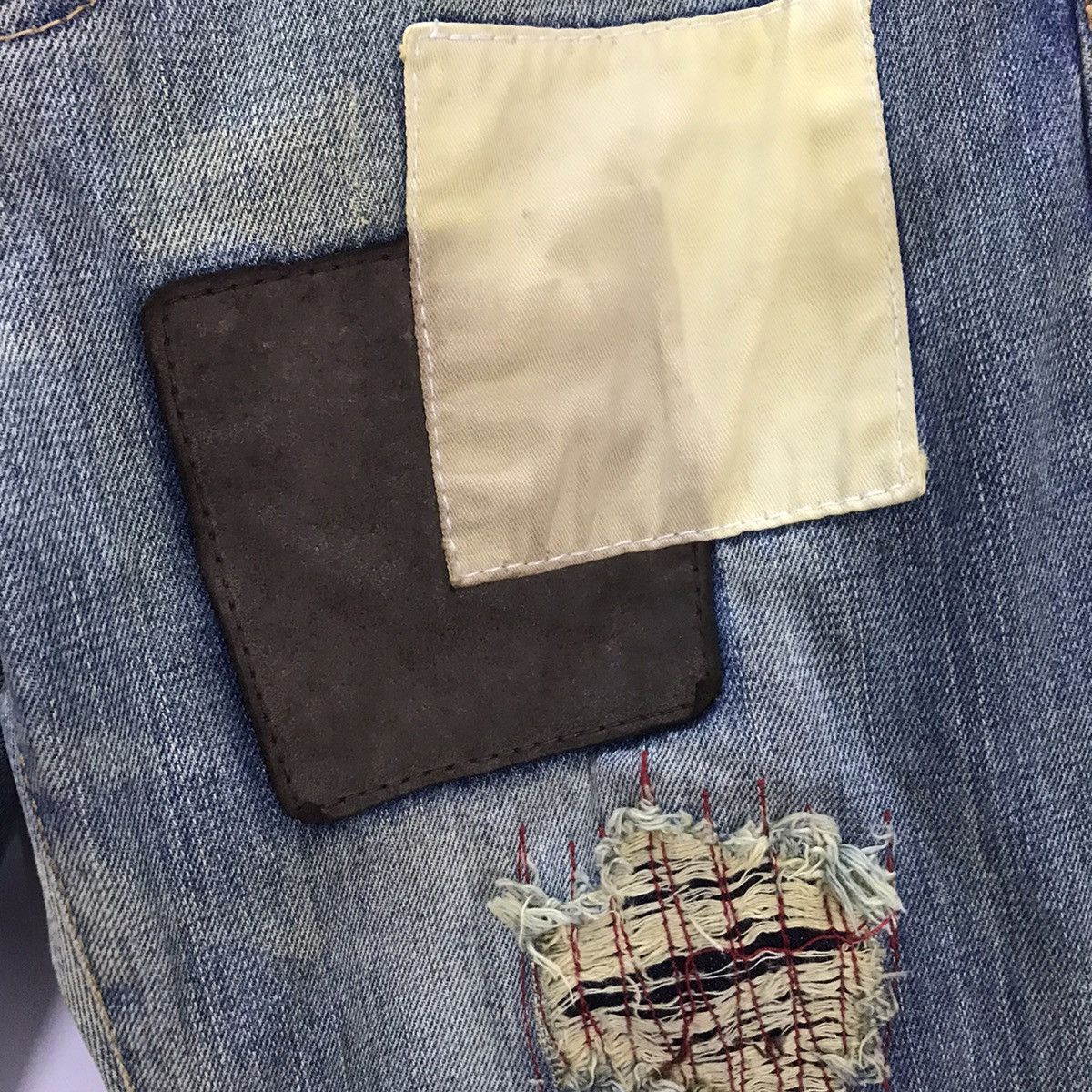 Japanese Brand × Vintage RUSTY PATCHWORK🔥BAD JAPANESE BAGGY DISTRESSED DENIM PANTS Size US 30 / EU 46 - 6 Thumbnail