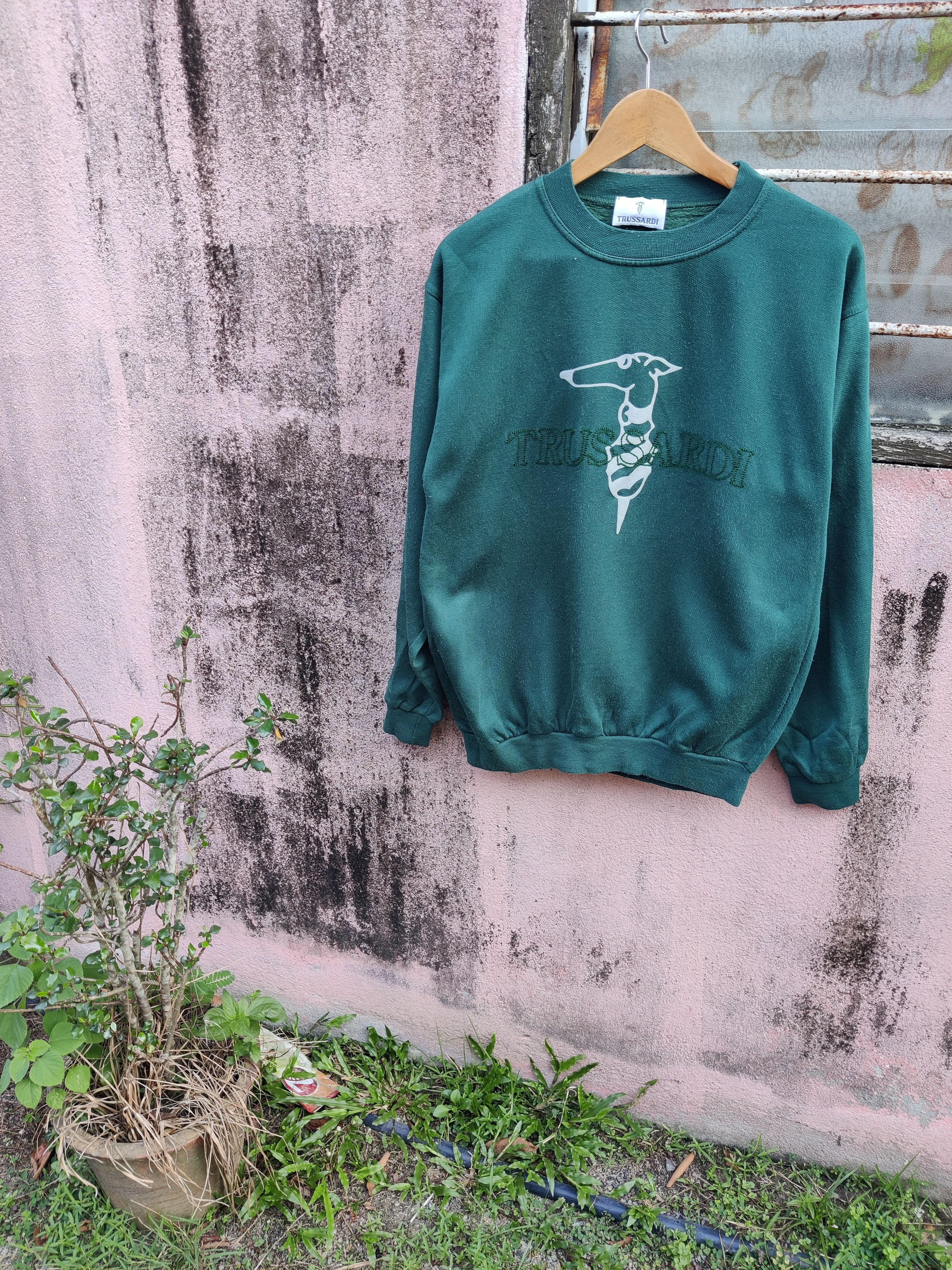 image of Archival Clothing x Trussardi Vintage Trussardi Maglie Designer Spell Out Sweatshirt (Size Large)