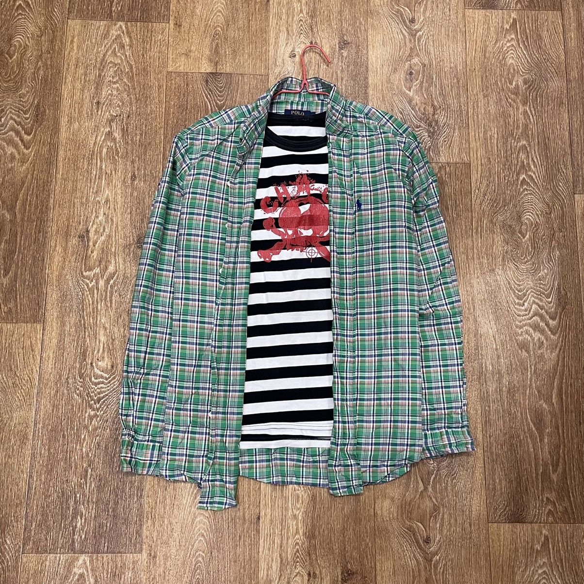Vintage Vintage 90s Ralph Lauren Green Plaid Shirt Grunge Thrashed L Size US L / EU 52-54 / 3 - 1 Thumbnail