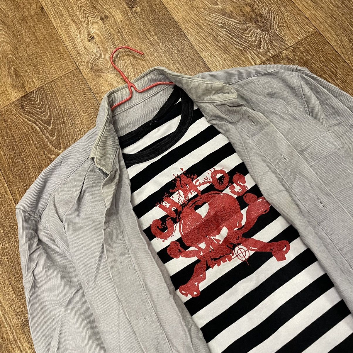 Vintage Vintage Striped Graphic Tee Floral Print Layered Skater L Size US L / EU 52-54 / 3 - 5 Thumbnail