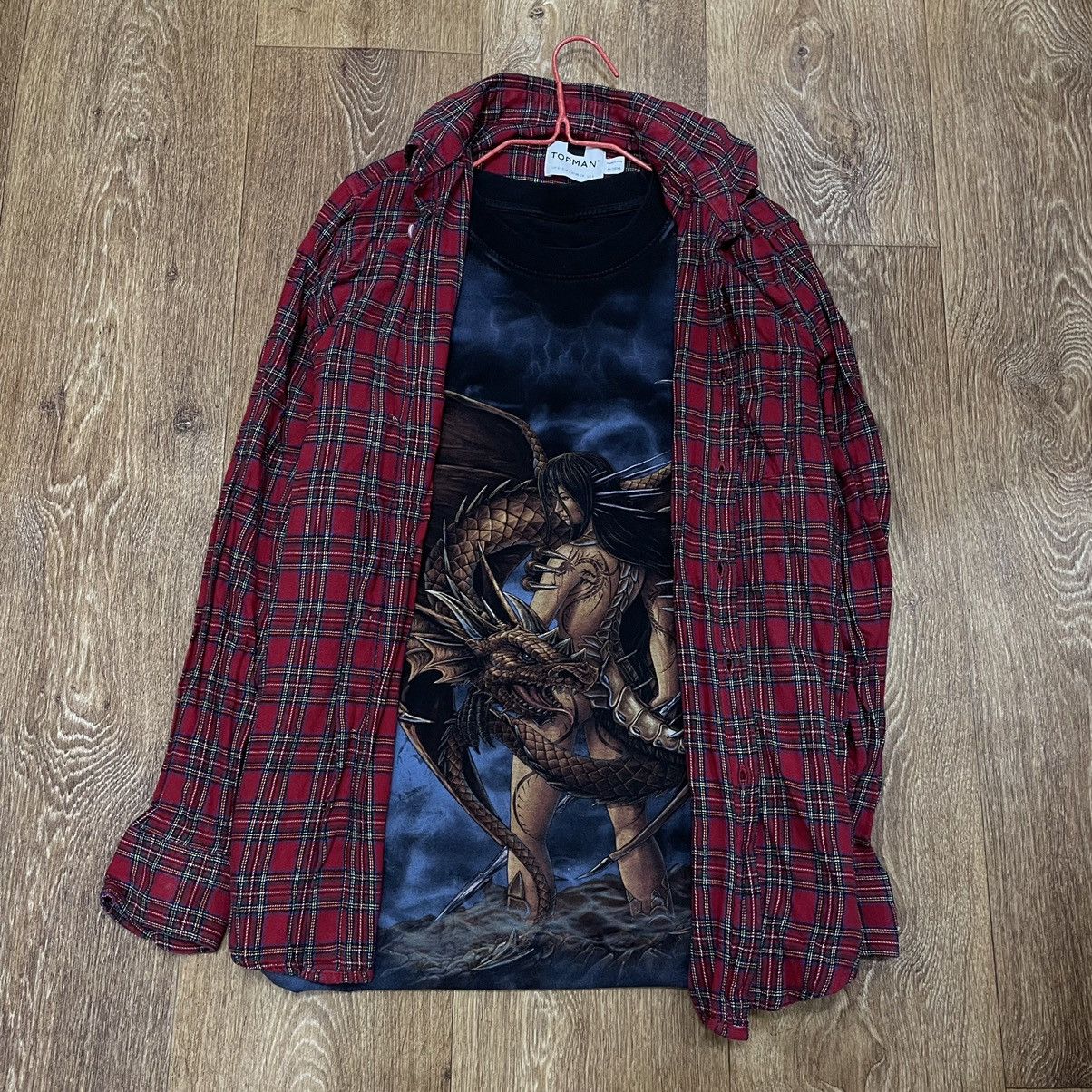 Vintage Vintage 90s Red Plaid Flannel Shirt Graphic Oversized Swag S Size US S / EU 44-46 / 1 - 1 Thumbnail