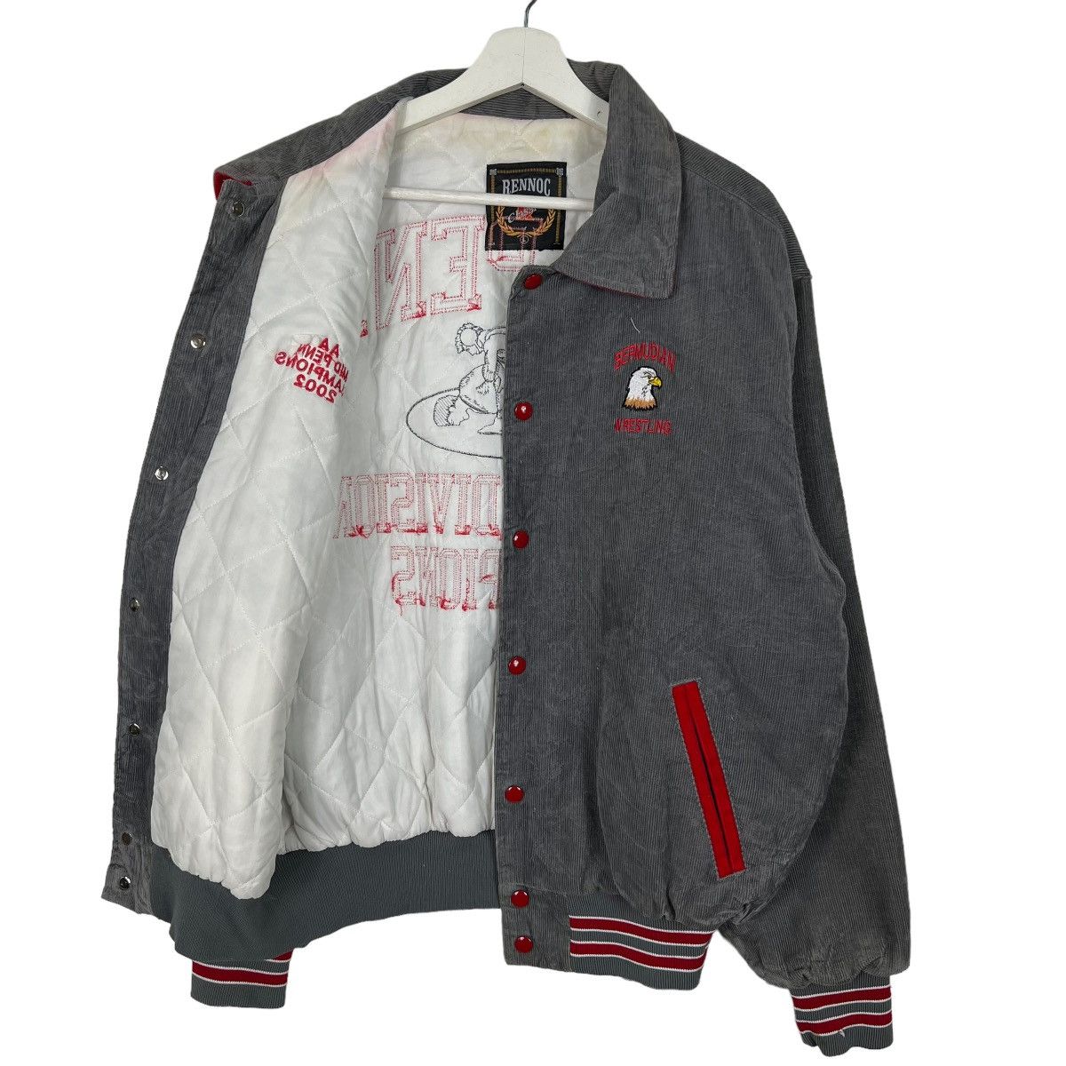 Rennoc × Vintage 🔥 RARE VINTAGE BERMUDIAN WRESTLING MID PENN CORDUROY BOMBER Size US L / EU 52-54 / 3 - 5 Thumbnail