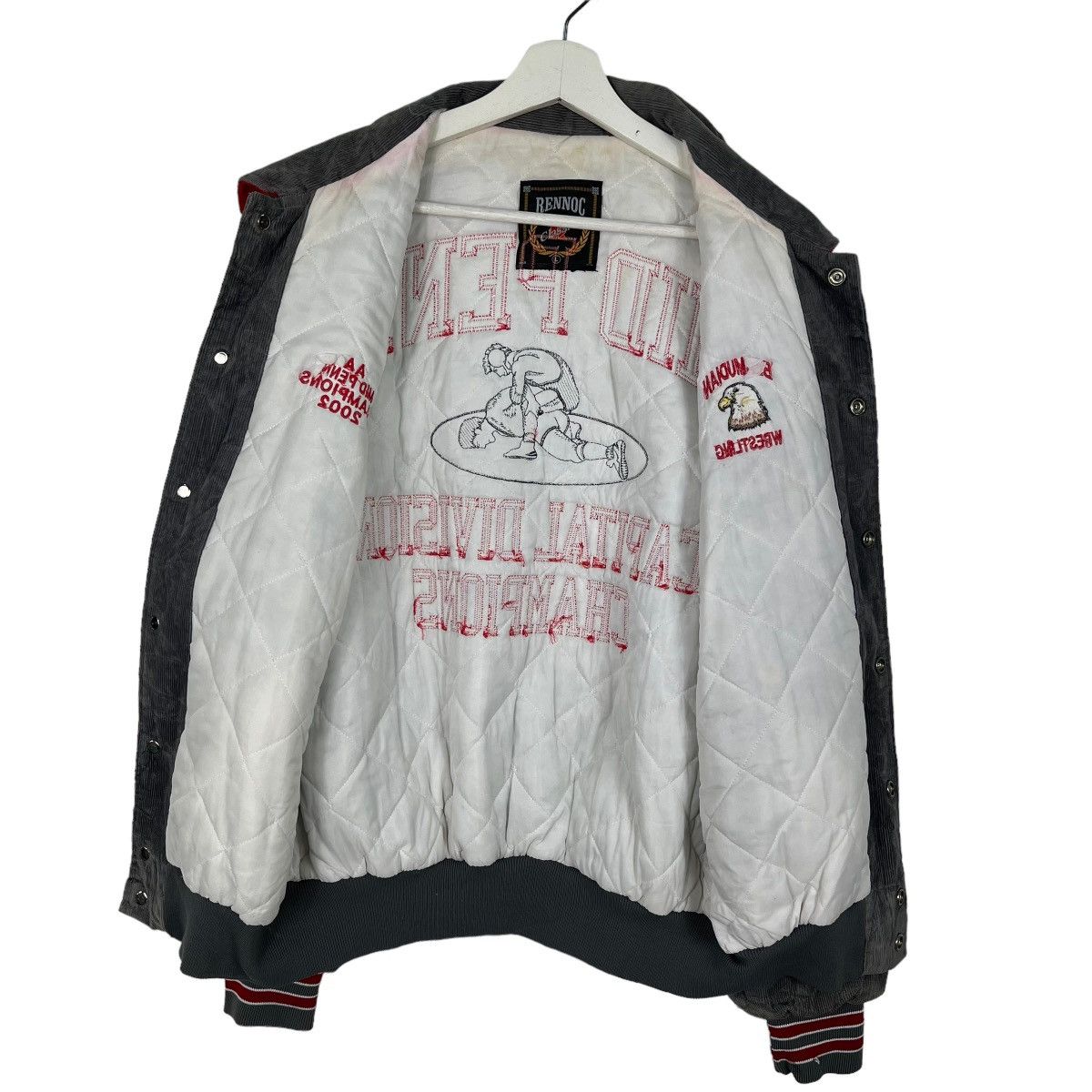 Rennoc × Vintage 🔥 RARE VINTAGE BERMUDIAN WRESTLING MID PENN CORDUROY BOMBER Size US L / EU 52-54 / 3 - 6 Thumbnail