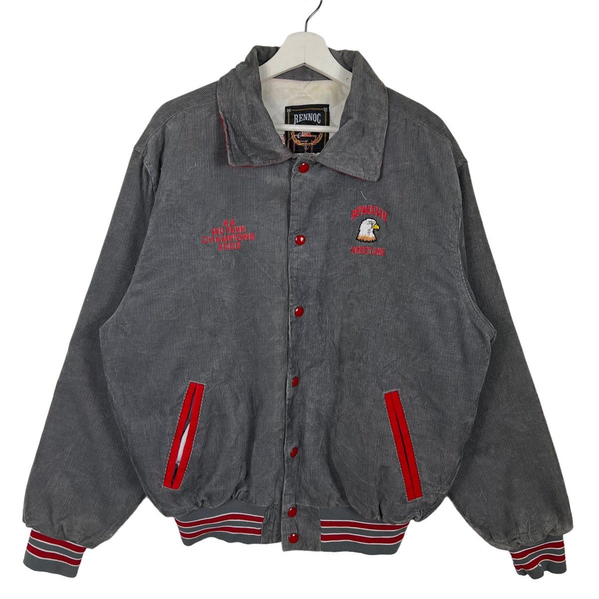 Rennoc × Vintage 🔥 RARE VINTAGE BERMUDIAN WRESTLING MID PENN CORDUROY BOMBER Size US L / EU 52-54 / 3 - 2 Thumbnail