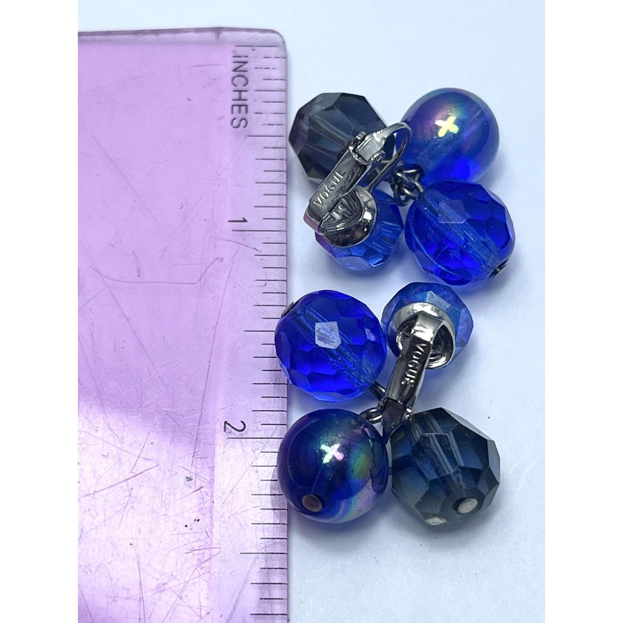 Vogue Vintage Vogue Blue Crystal Glass Earrings Size ONE SIZE - 5 Preview