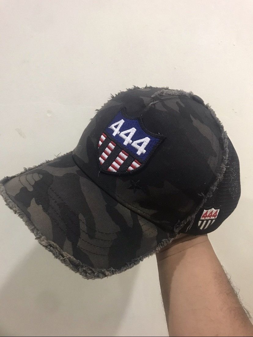 image of Vintage Distress Yoshinori Kotake Parody 666 Road Trucked Hat in Camouflage, Men's