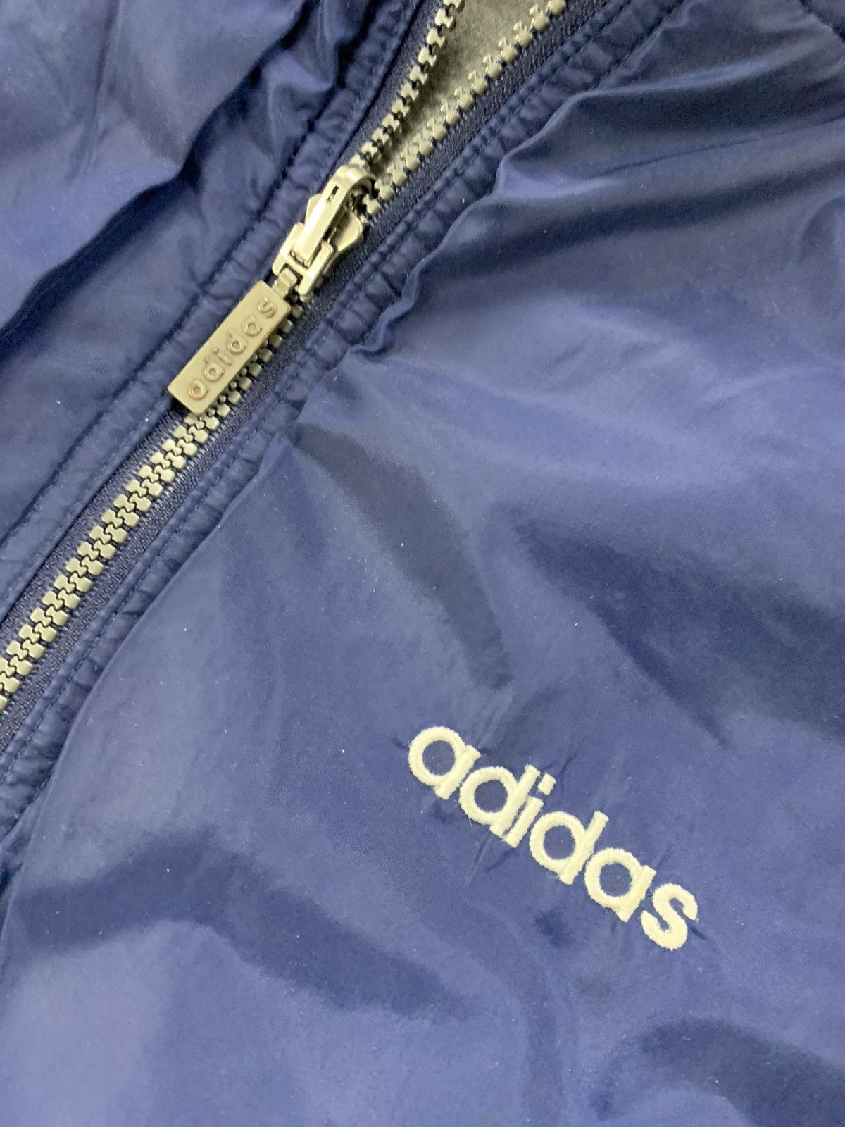 Adidas Vintage 1990s Adidas Navy Hooded Jacket Size US XL / EU 56 / 4 - 3 Thumbnail