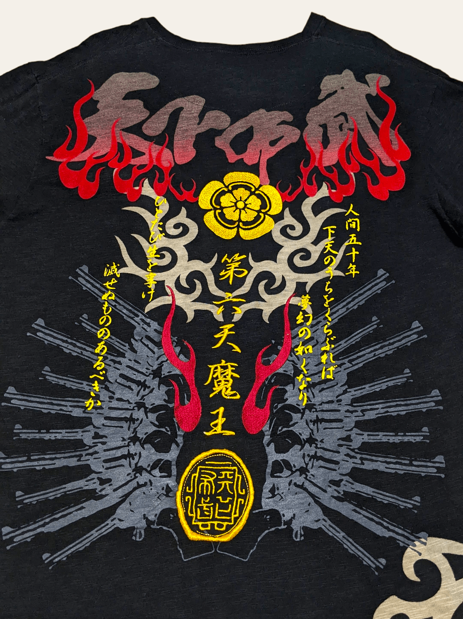 Japanese Brand × Vintage Vintage Japanese Sukajan Kanji Skull Embroidered T shirt Size US L / EU 52-54 / 3 - 3 Thumbnail