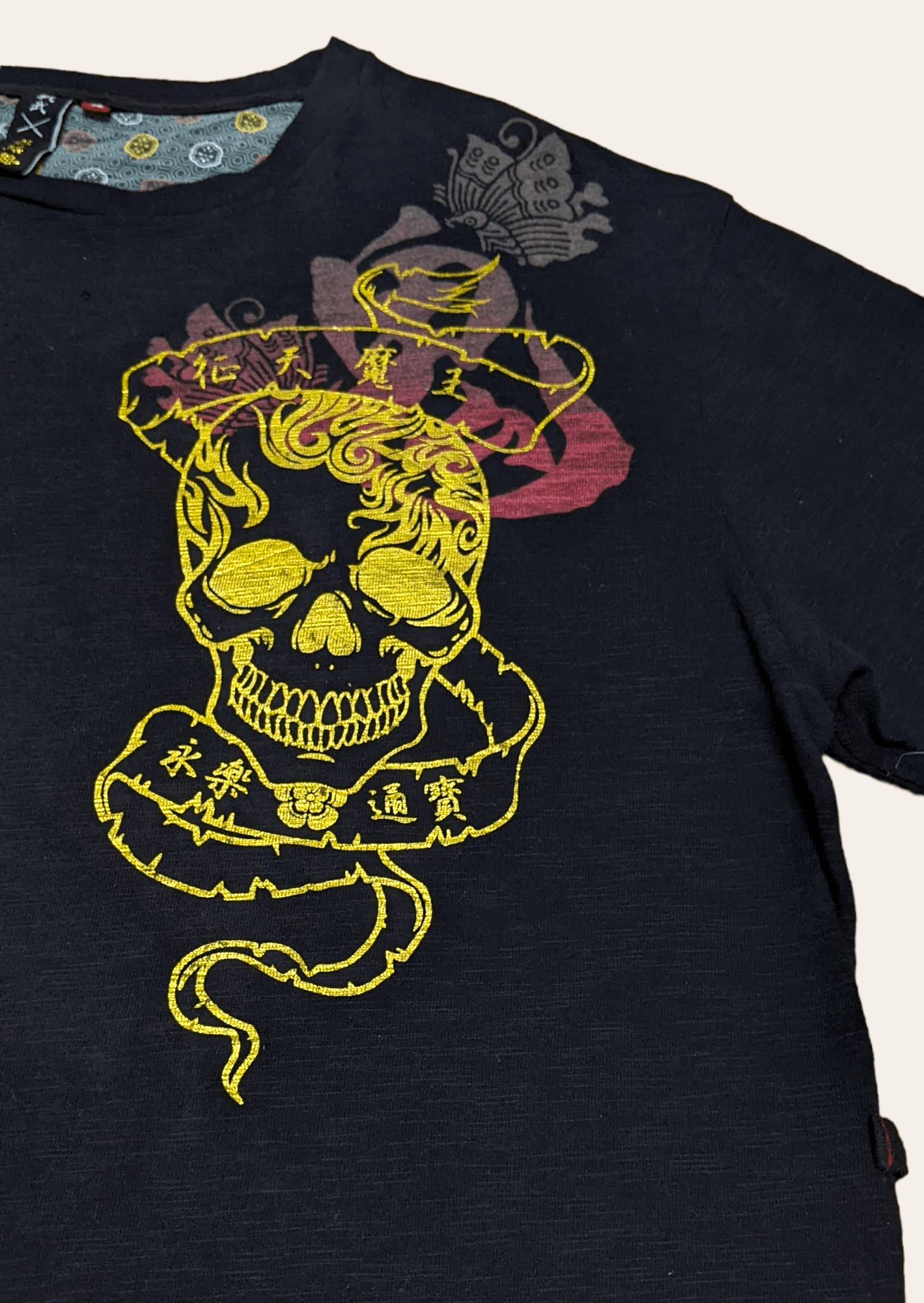 Japanese Brand × Vintage Vintage Japanese Sukajan Kanji Skull Embroidered T shirt Size US L / EU 52-54 / 3 - 8 Thumbnail