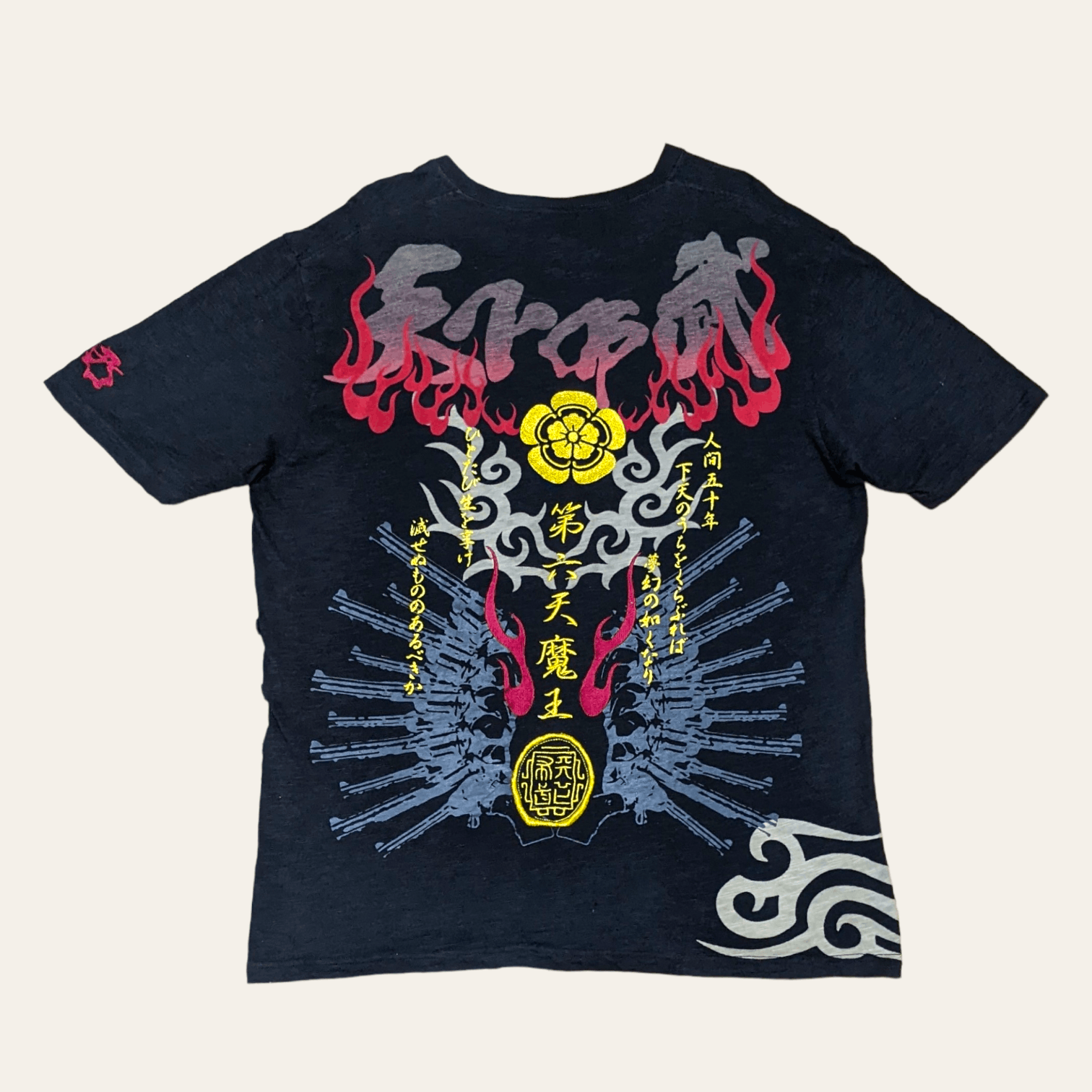 Japanese Brand × Vintage Vintage Japanese Sukajan Kanji Skull Embroidered T shirt Size US L / EU 52-54 / 3 - 1 Thumbnail
